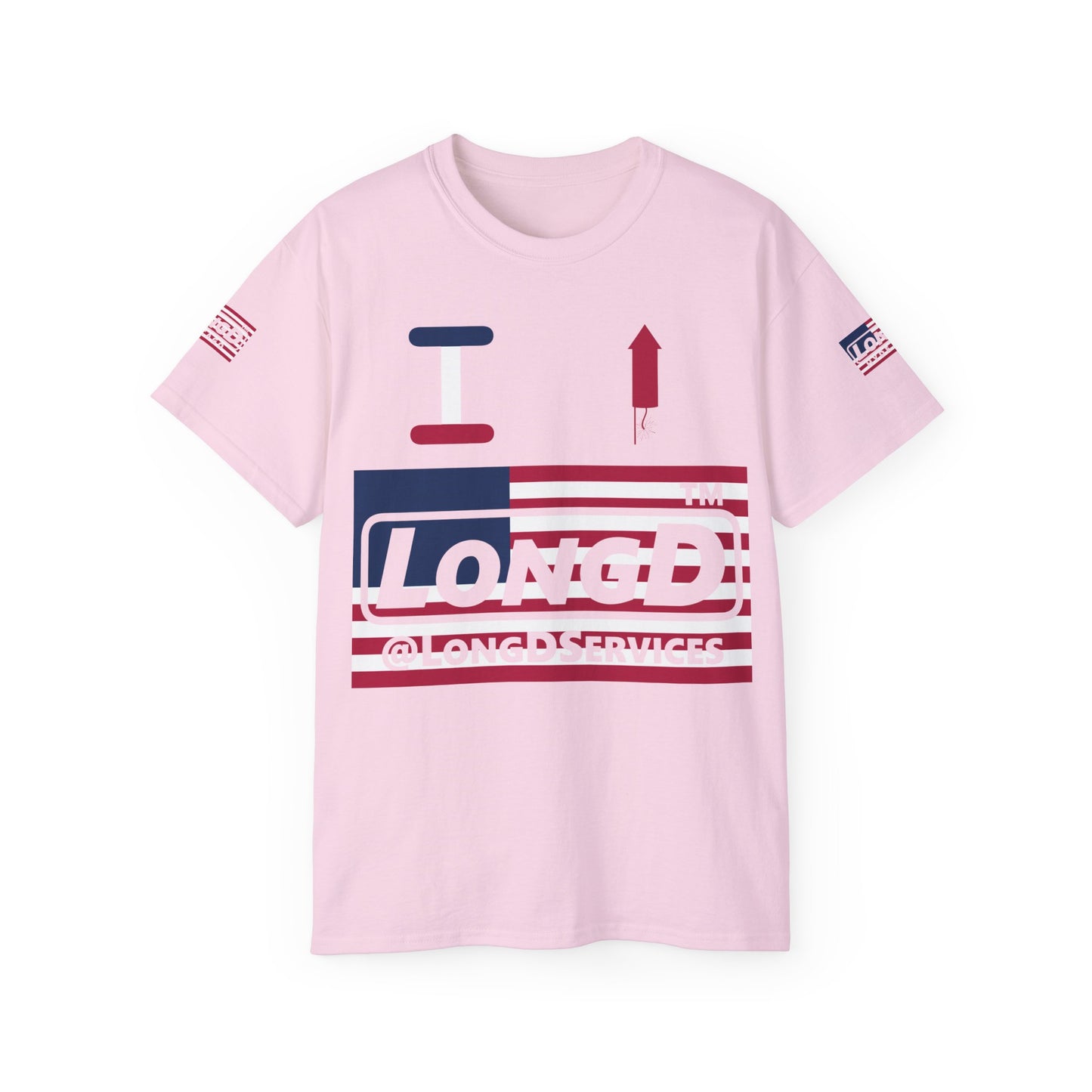 I firecracker LongD negative flag 4-print tag logo cotton tee