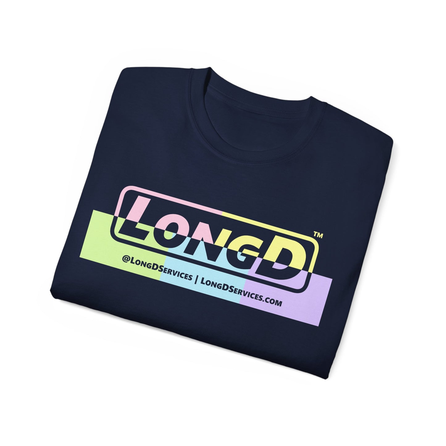 LongD® Logo Cotton Tee (Easter pastel variety in positive top text and negative bottom text)