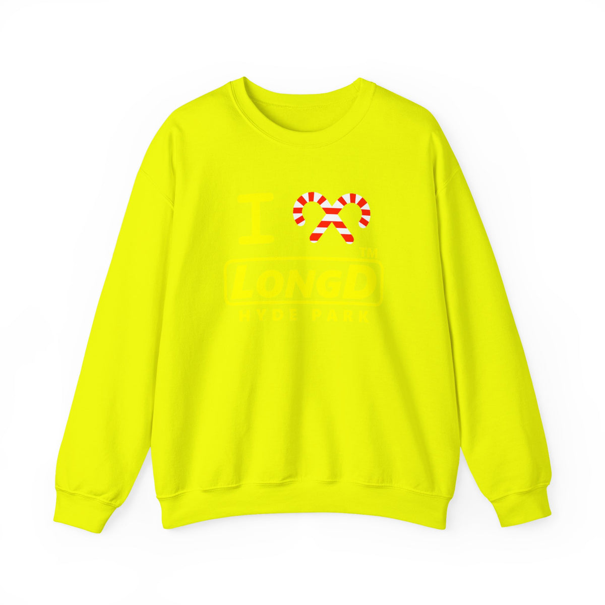 I candy cane LongD Hyde Park positive alternate basic yellow logo crewneck sweatshirt