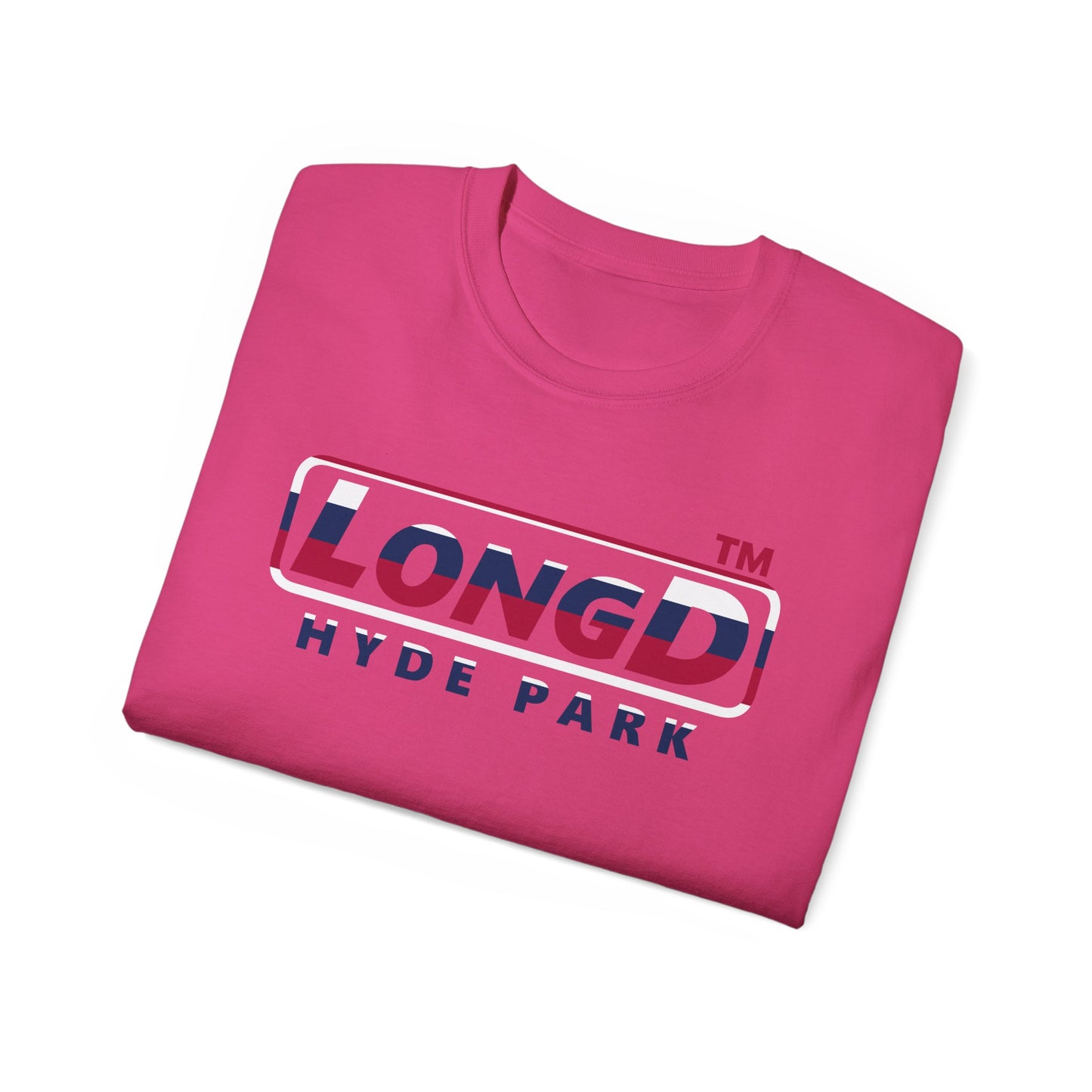 LongD positive horizontal 6-striped Hyde Park logo cotton tee (patriotic colors)