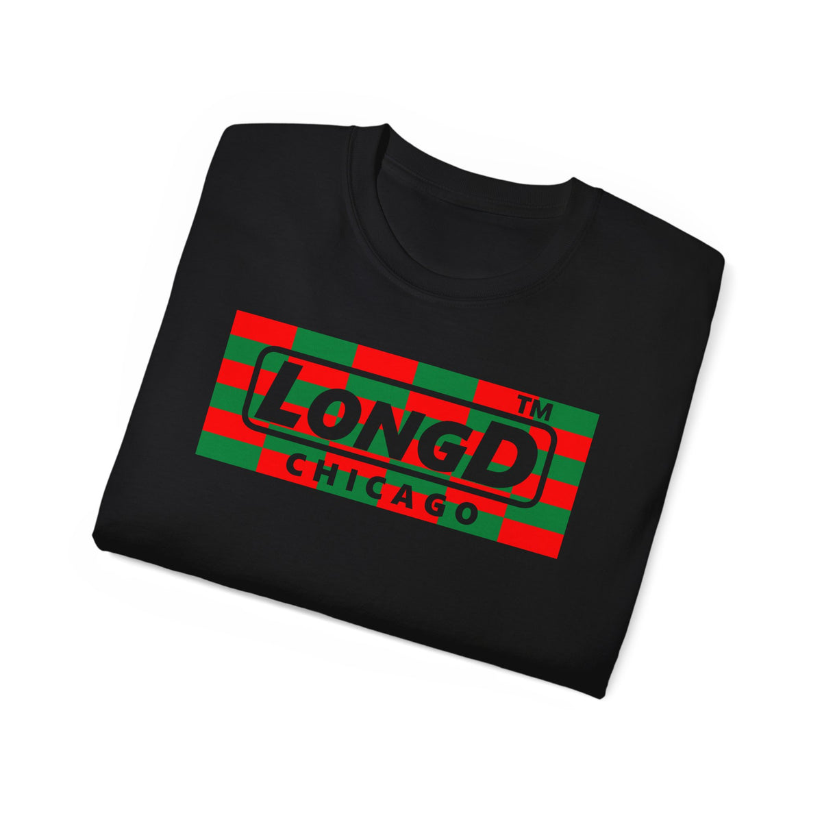 LongD Chicago negative tiled logo (Xmas colors) cotton tee