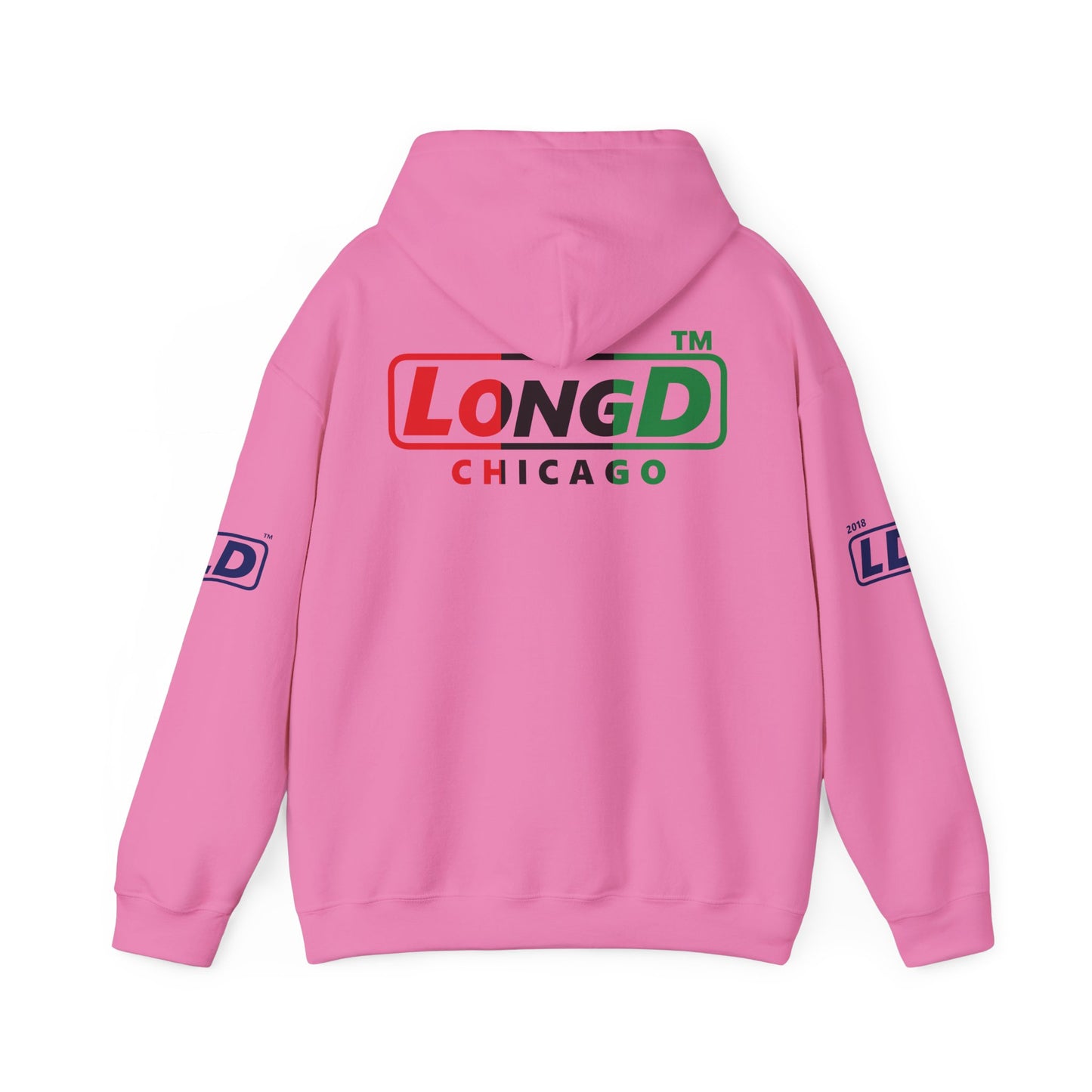 LongD® positive vertical 3-striped 4-print single-breasted Chicago logo Hoodie (Juneteenth colors)