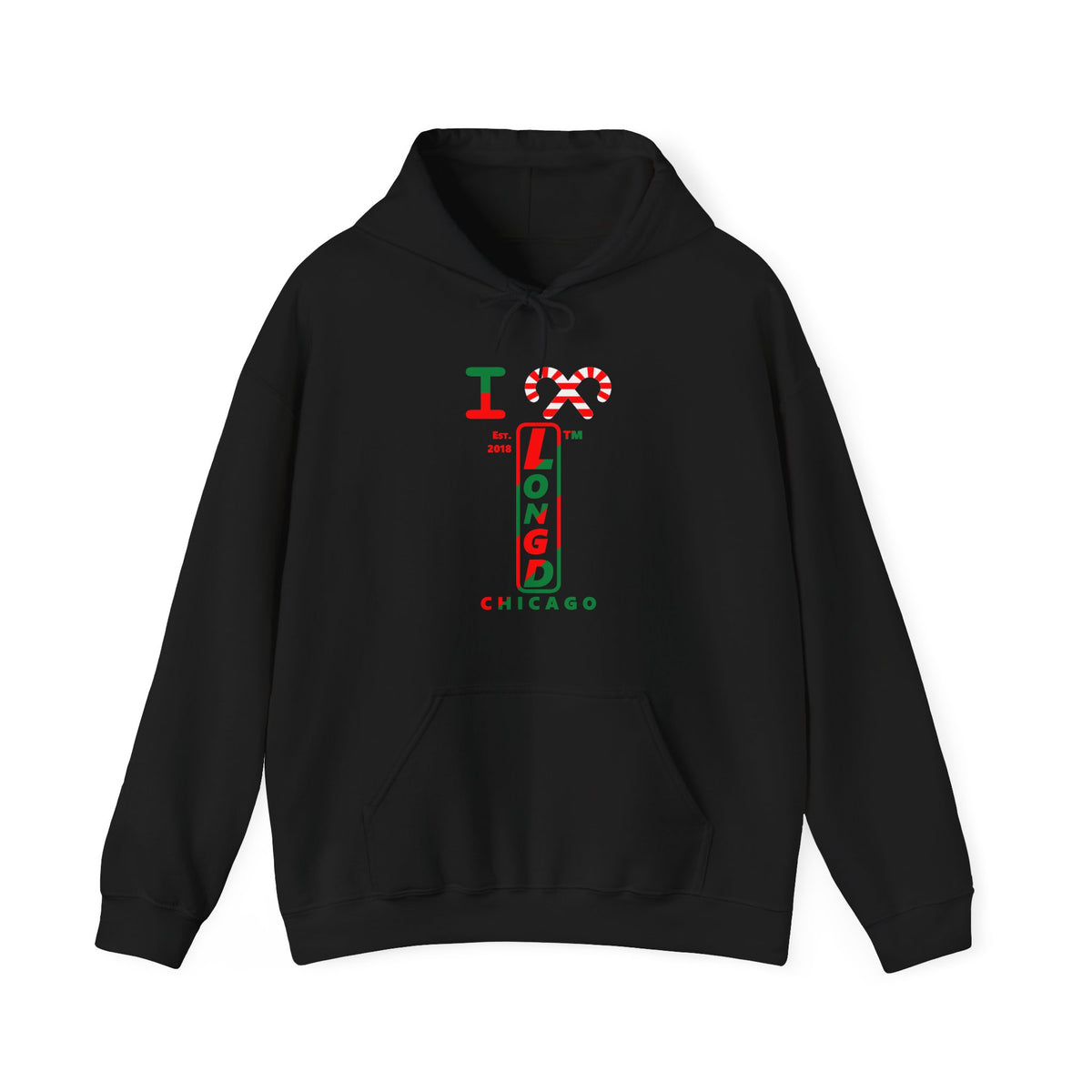 I candy cane LongD Chicago positive upright pixel-weighted 4-striped logo hoodie