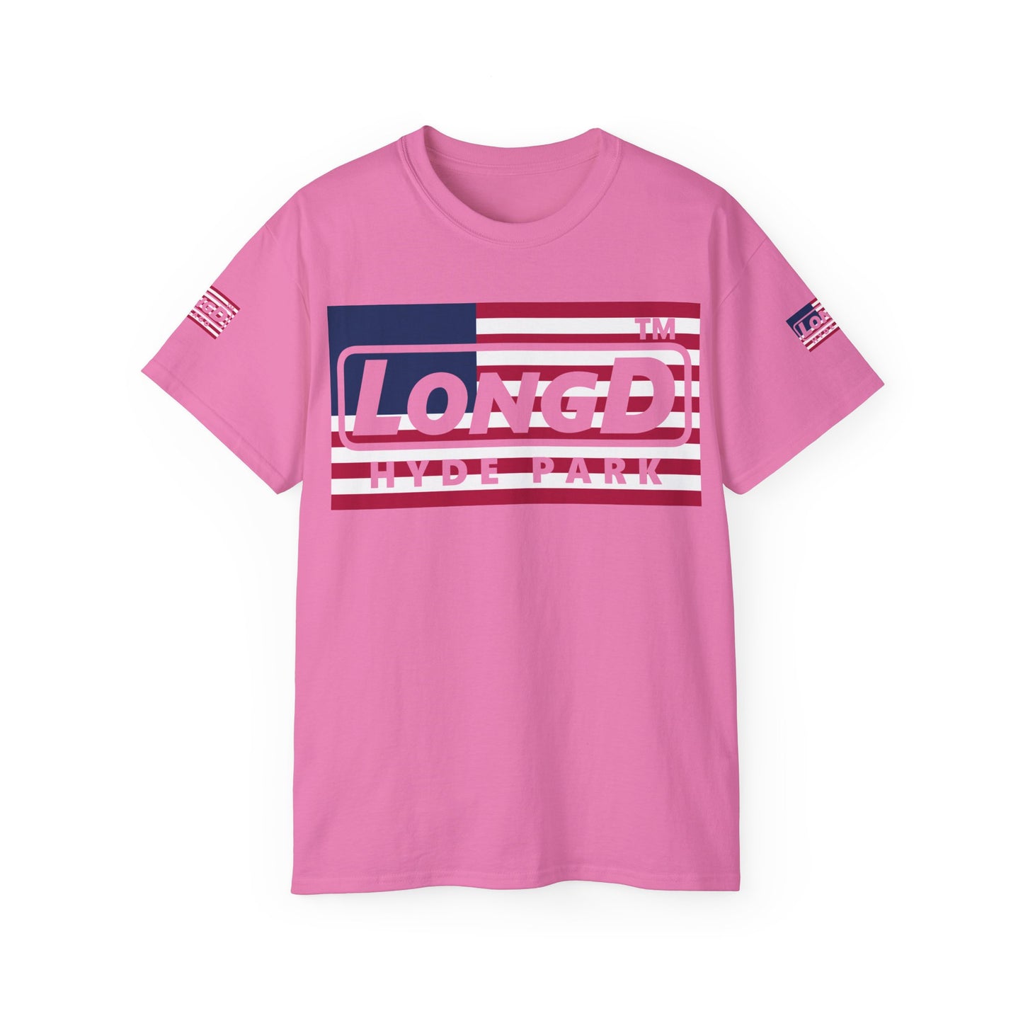 LongD negative flag 4-print Hyde Park logo cotton tee (patriotic colors)