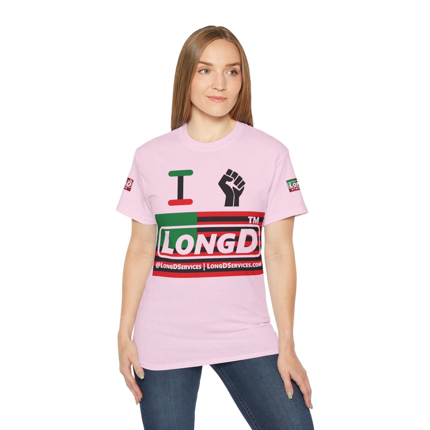 I fist LongD negative flag tag-domain logo 4-print cotton tee