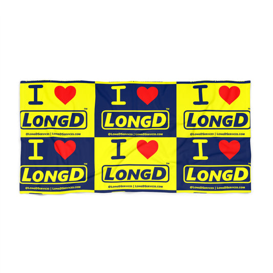 I Luv LongD Mixed Logo Beach Towel (less text padding)