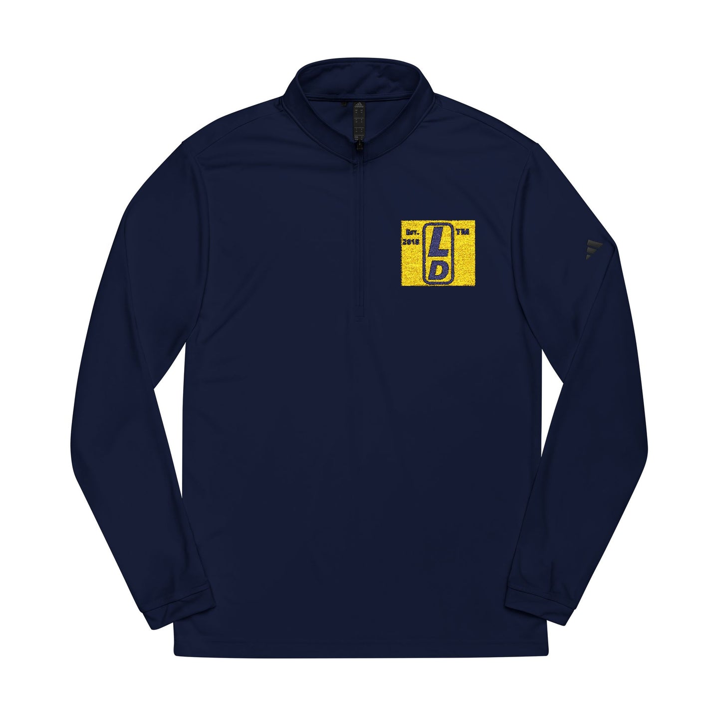 Embroidered adidas® Quarter-Zip pullover official logo upright initials