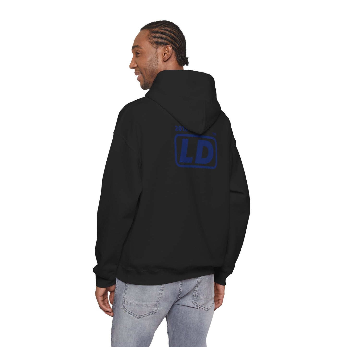 LongD® positive vertical striped single-breasted front-back Hyde Park logo hoodie (Pride colors)