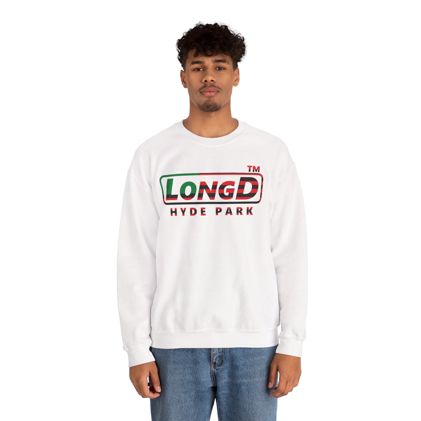LongD positive flag Hyde Park logo crewneck sweatshirt (Juneteenth colors)