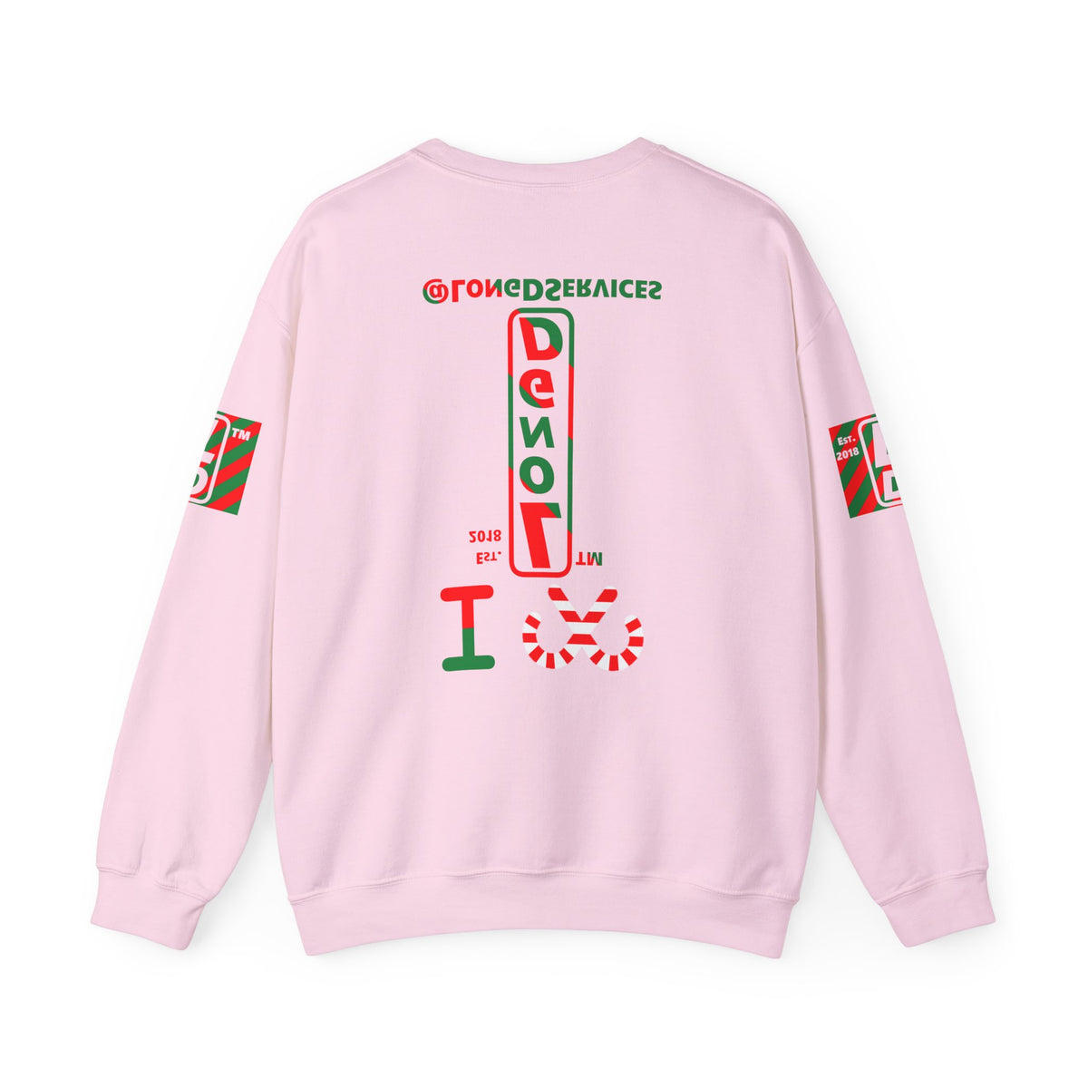 I candy cane LongD Tag positive upright pixel-weighted 4-striped 4-print logo crewneck sweatshirt