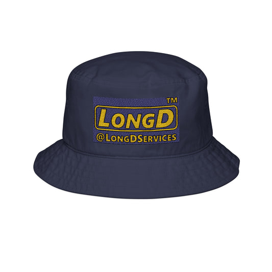 Embroidered alternate tag logo bucket hat