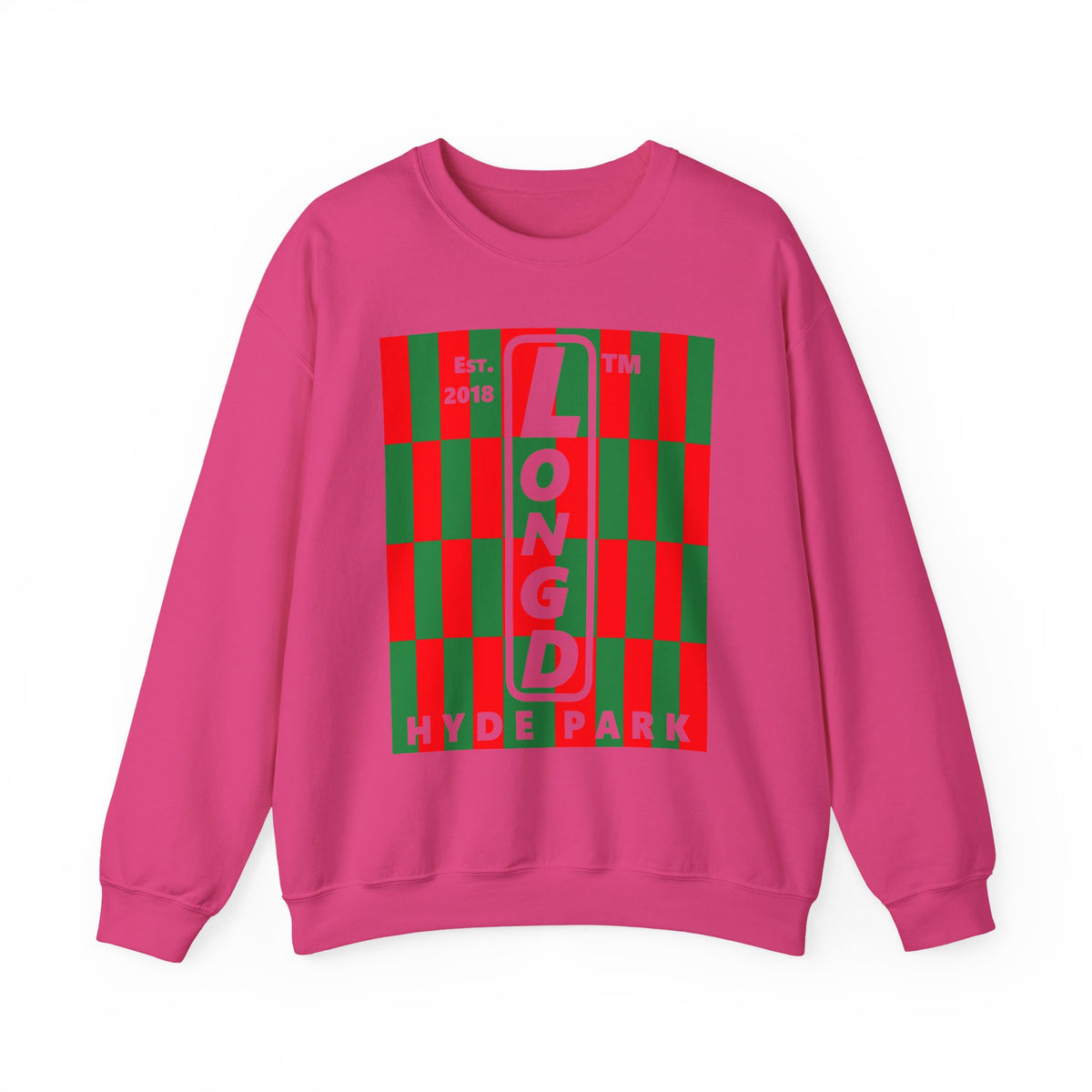 LongD Hyde Park negative upright tiled logo (Xmas colors) crewneck sweatshirt