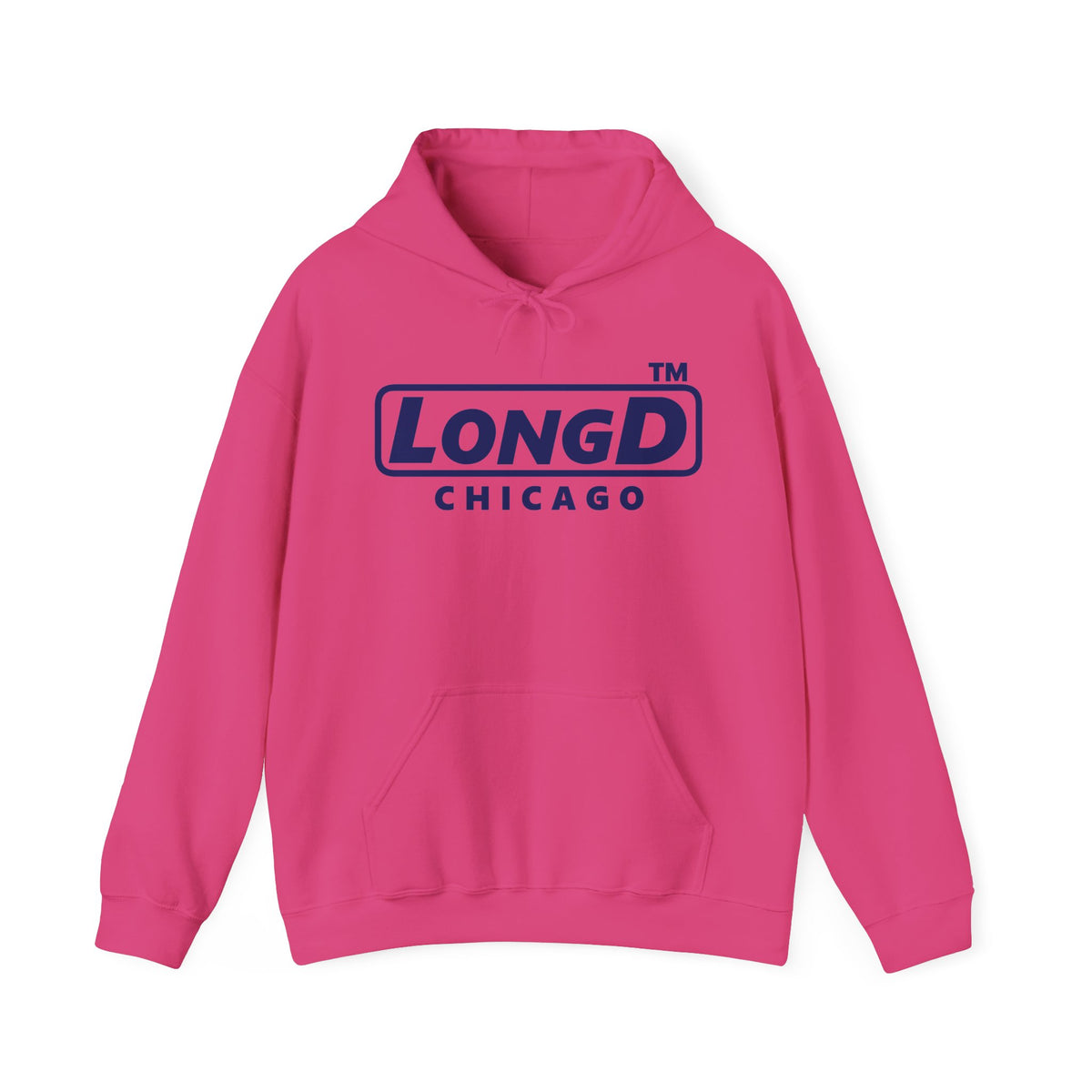 LongD Chicago positive basic Navy (002060) logo hoodie