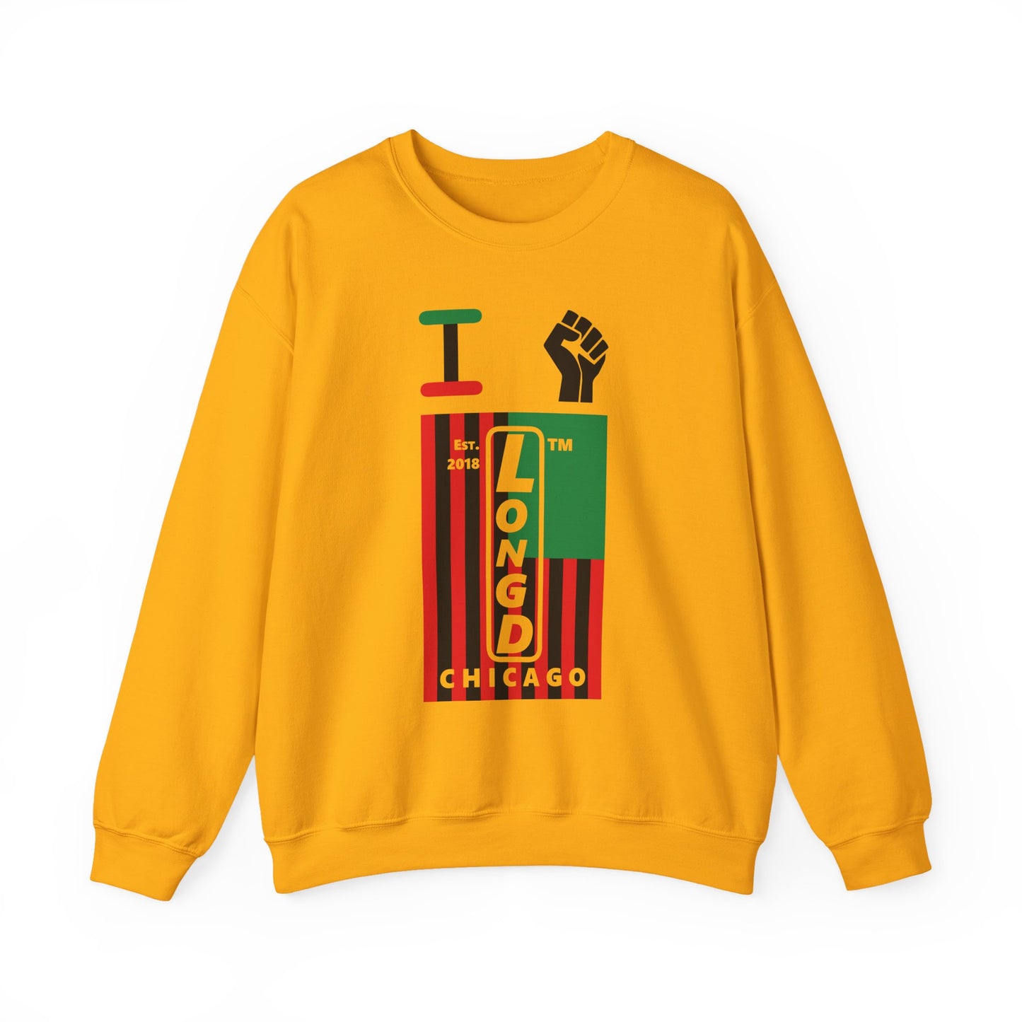I Fist LongD negative flag Chicago upright logo crewneck sweatshirt