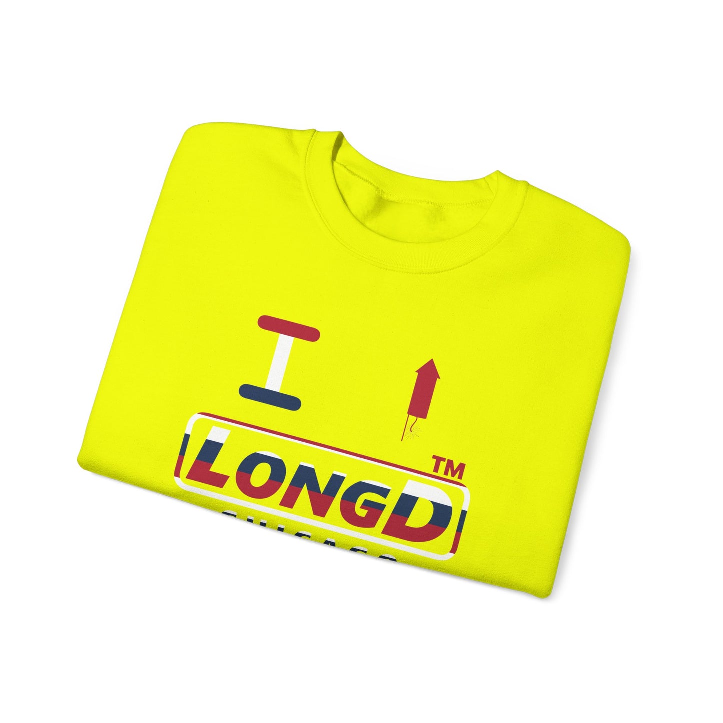 I firecracker LongD positive horizontal 6-striped Chicago logo crewneck sweatshirt