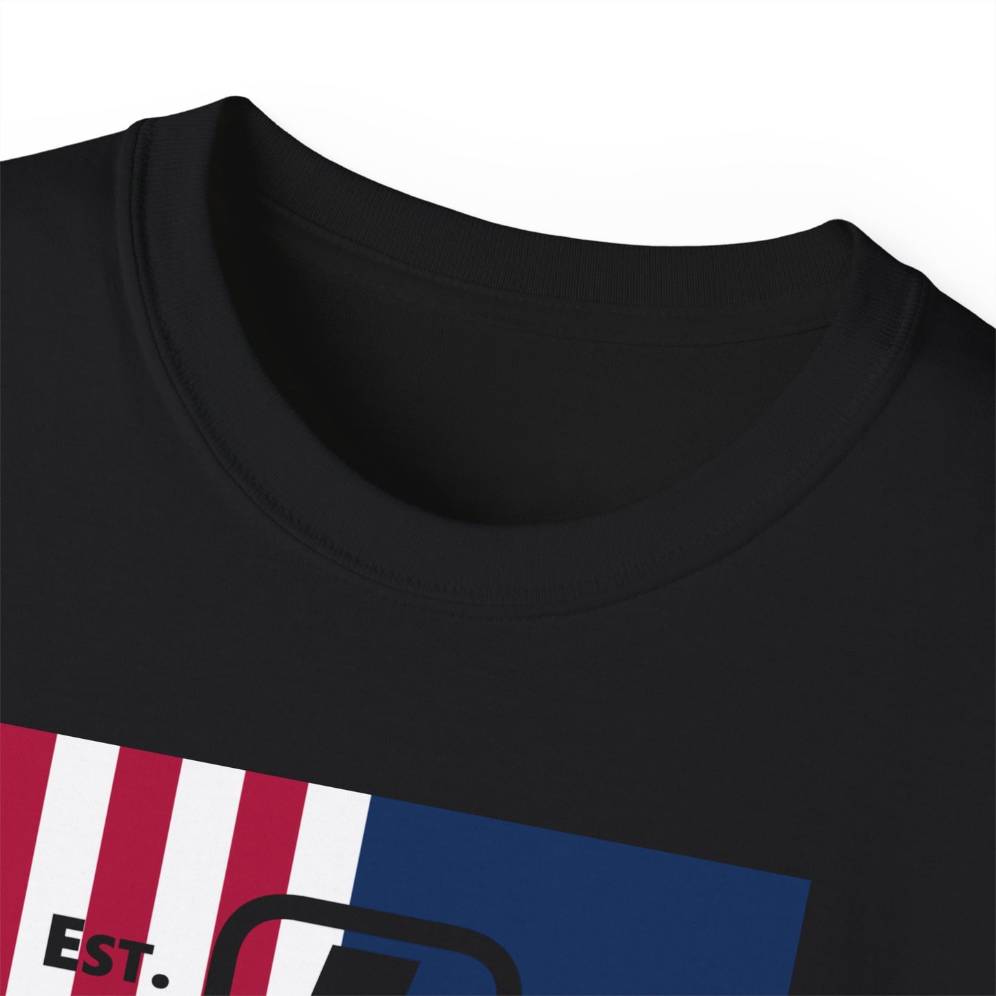 LongD cotton tee negative flag Chicago upright logo (Patriotic colors)