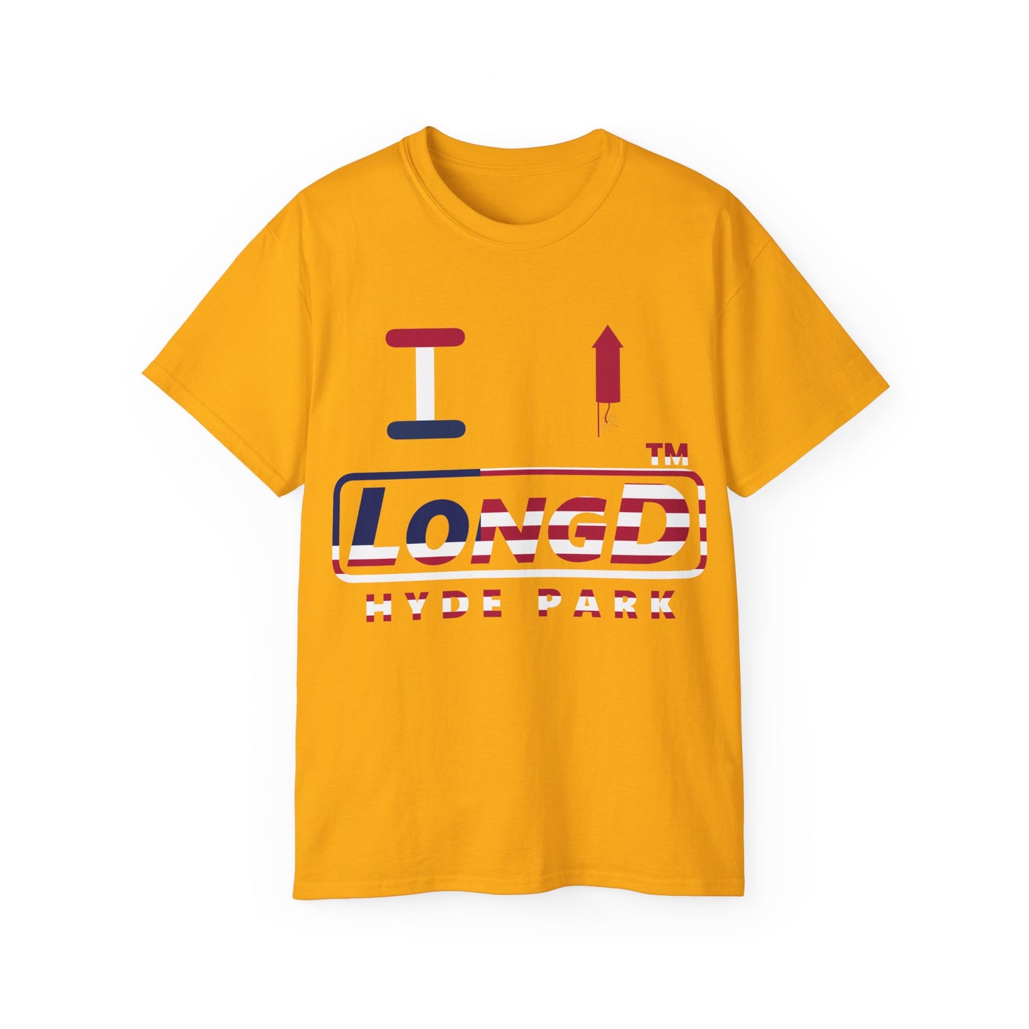 I firecracker LongD positive flag Hyde Park logo cotton tee