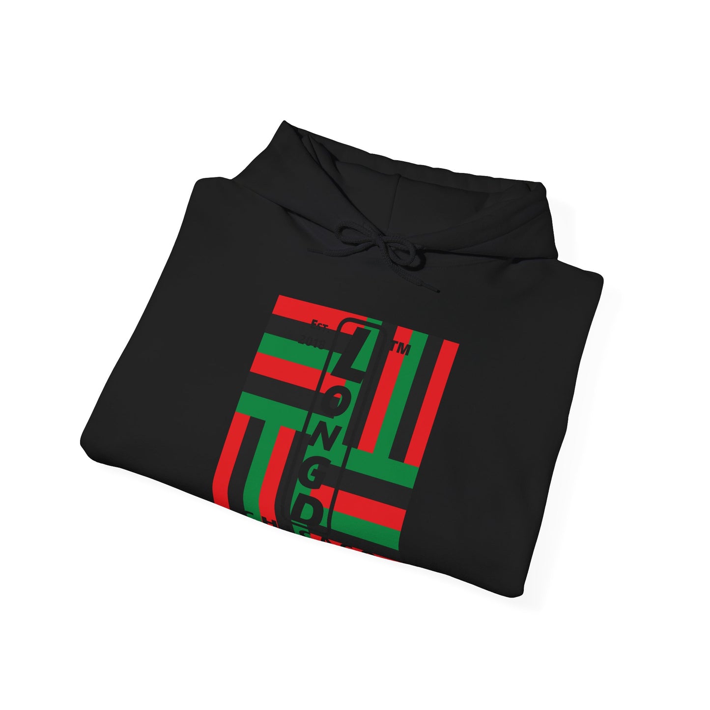 LongD® negative windmill upright Chicago logo hoodie (Juneteenth colors)