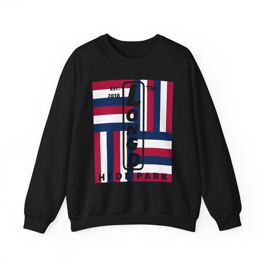 LongD negative windmill Hyde Park upright logo crewneck sweatshirt (patriotic colors)