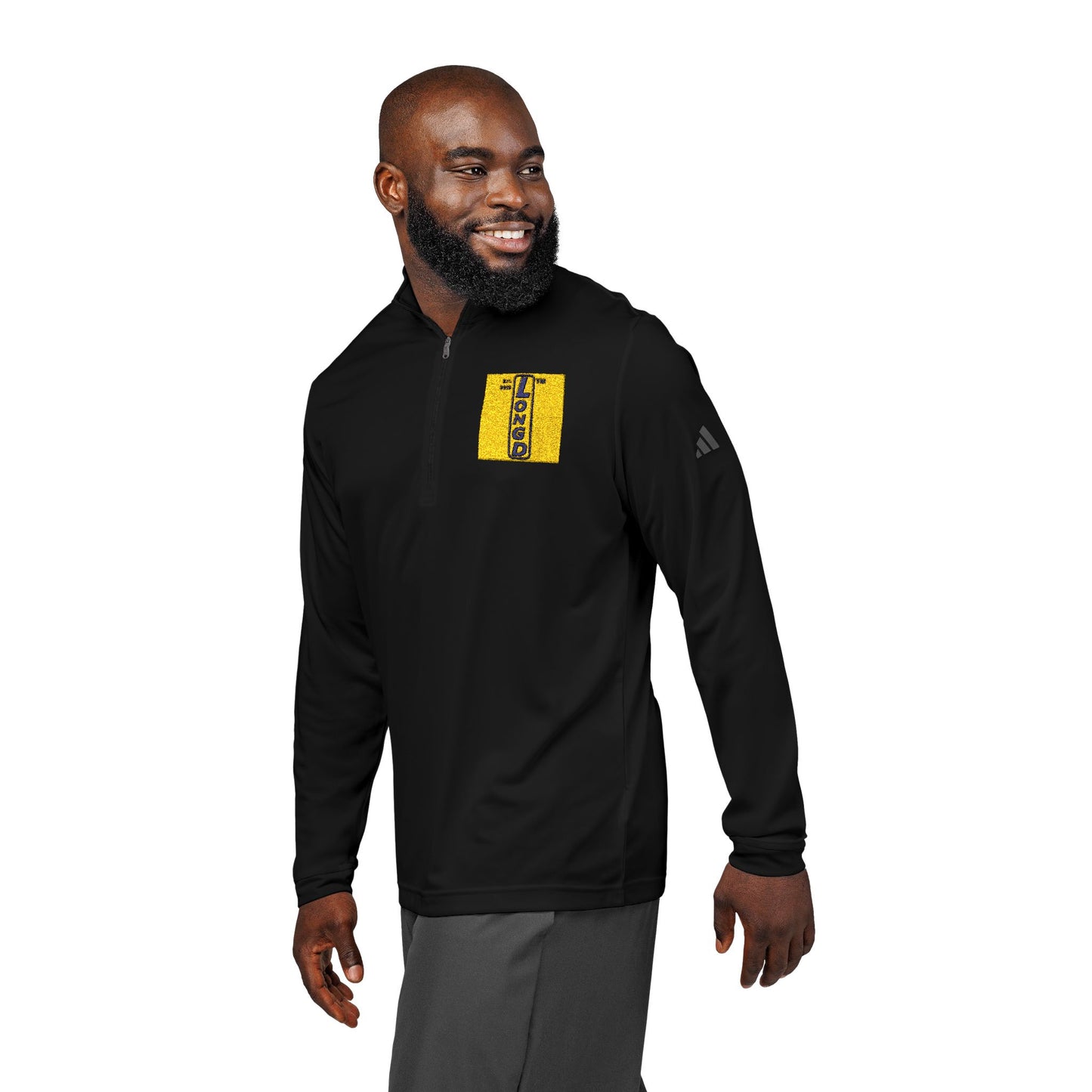 Embroidered adidas® Quarter-Zip pullover official logo upright