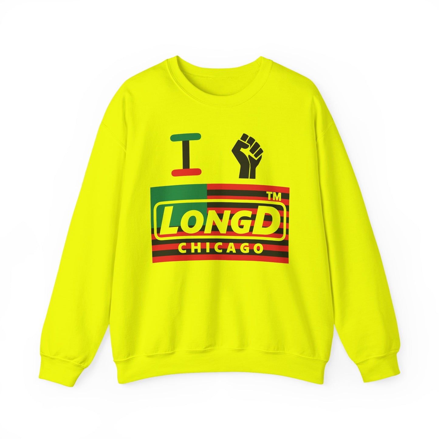 I fist LongD negative flag Chicago logo crewneck sweatshirt