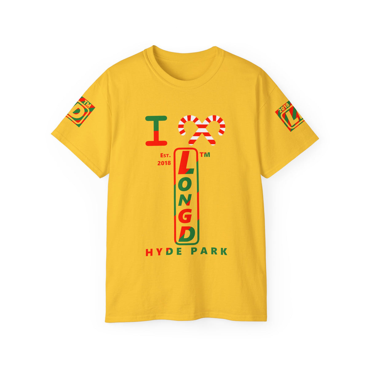 I candy cane LongD Hyde Park positive upright pixel-weighted 4-striped 4-print logo cotton tee