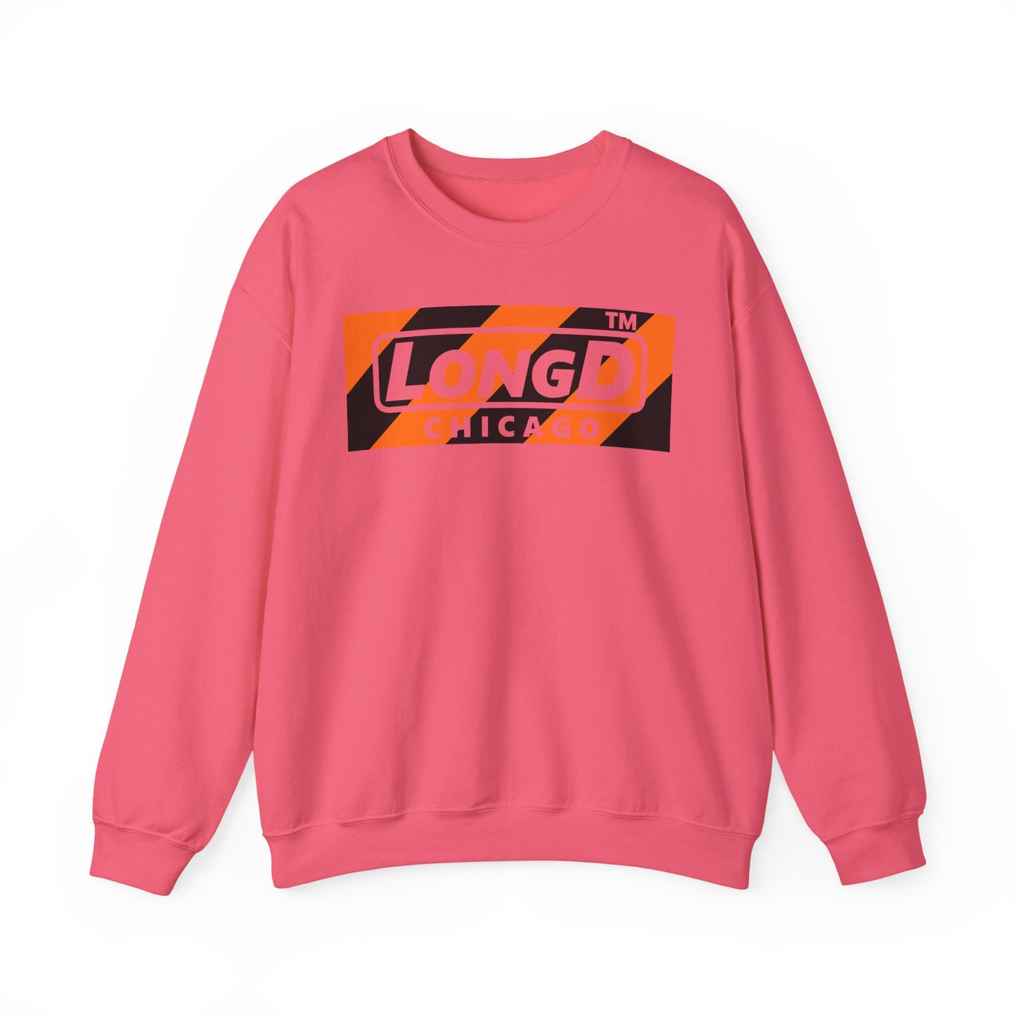 LongD Chicago negative diagonal 6-striped front-back logo (Halloween colors) crewneck sweatshirt