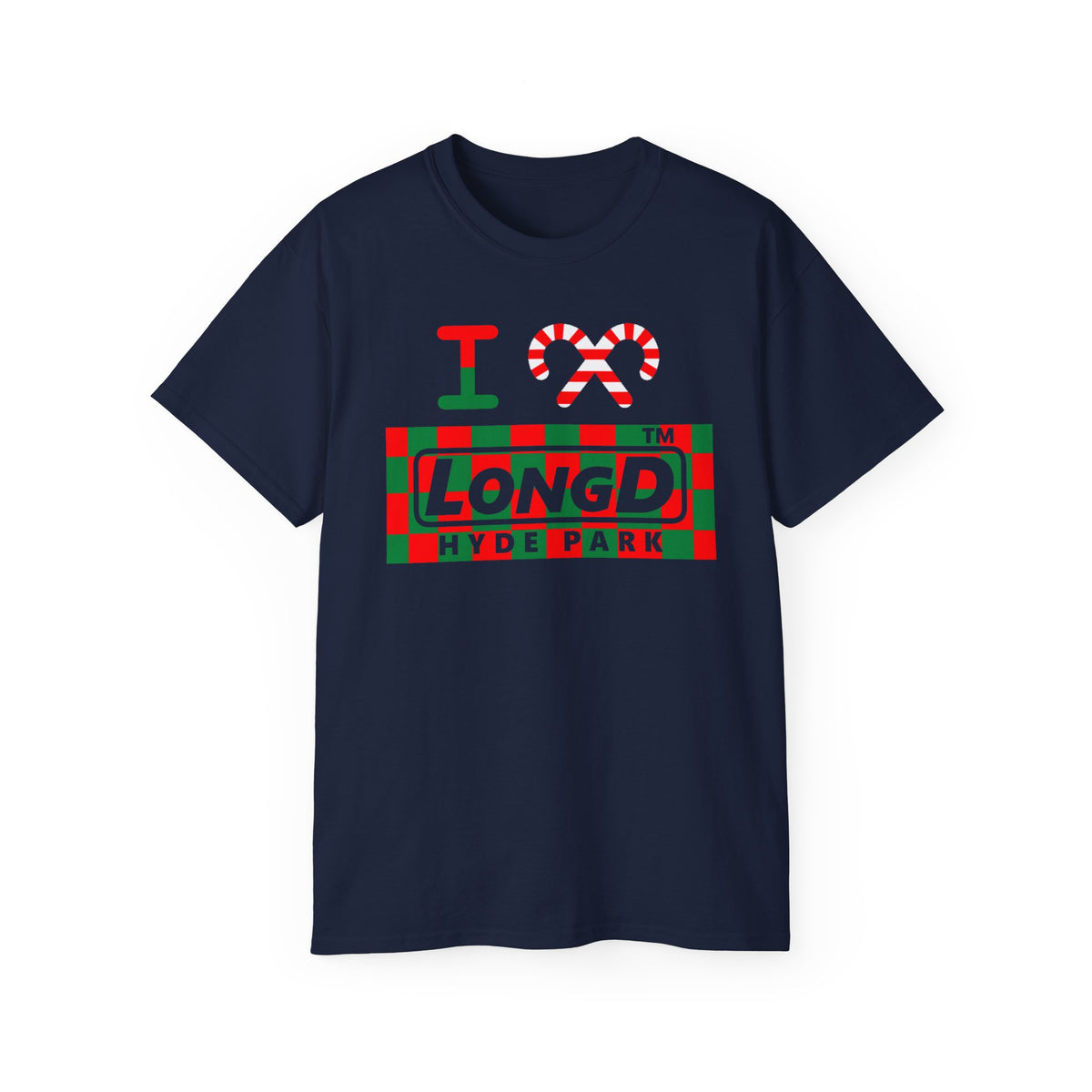 I candy cane LongD Hyde Park negative checkered logo cotton tee