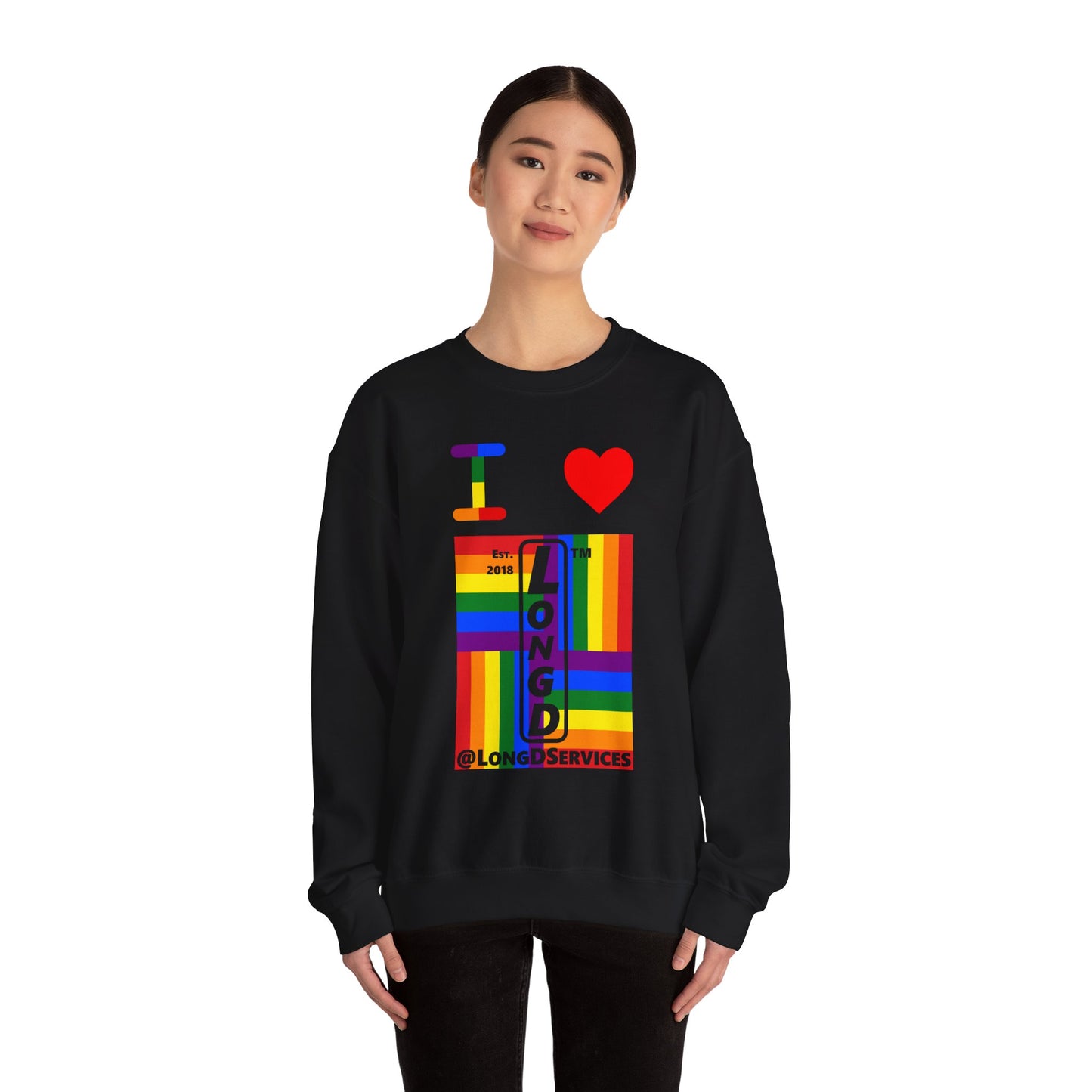 I Luv LongD negative windmill tag upright logo crewneck sweatshirt
