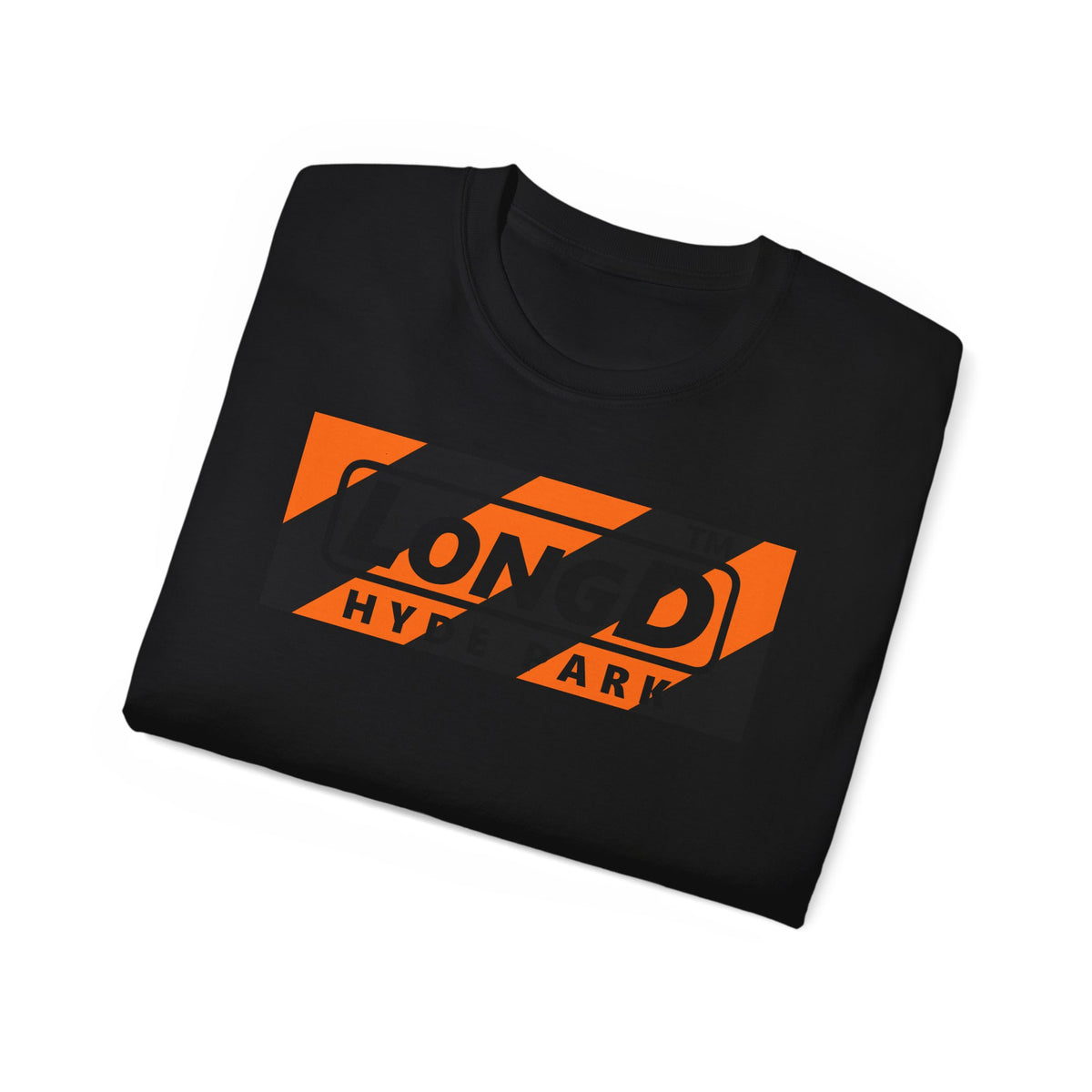 LongD Hyde Park negative diagonal 6-striped front-back logo (Halloween colors) cotton tee