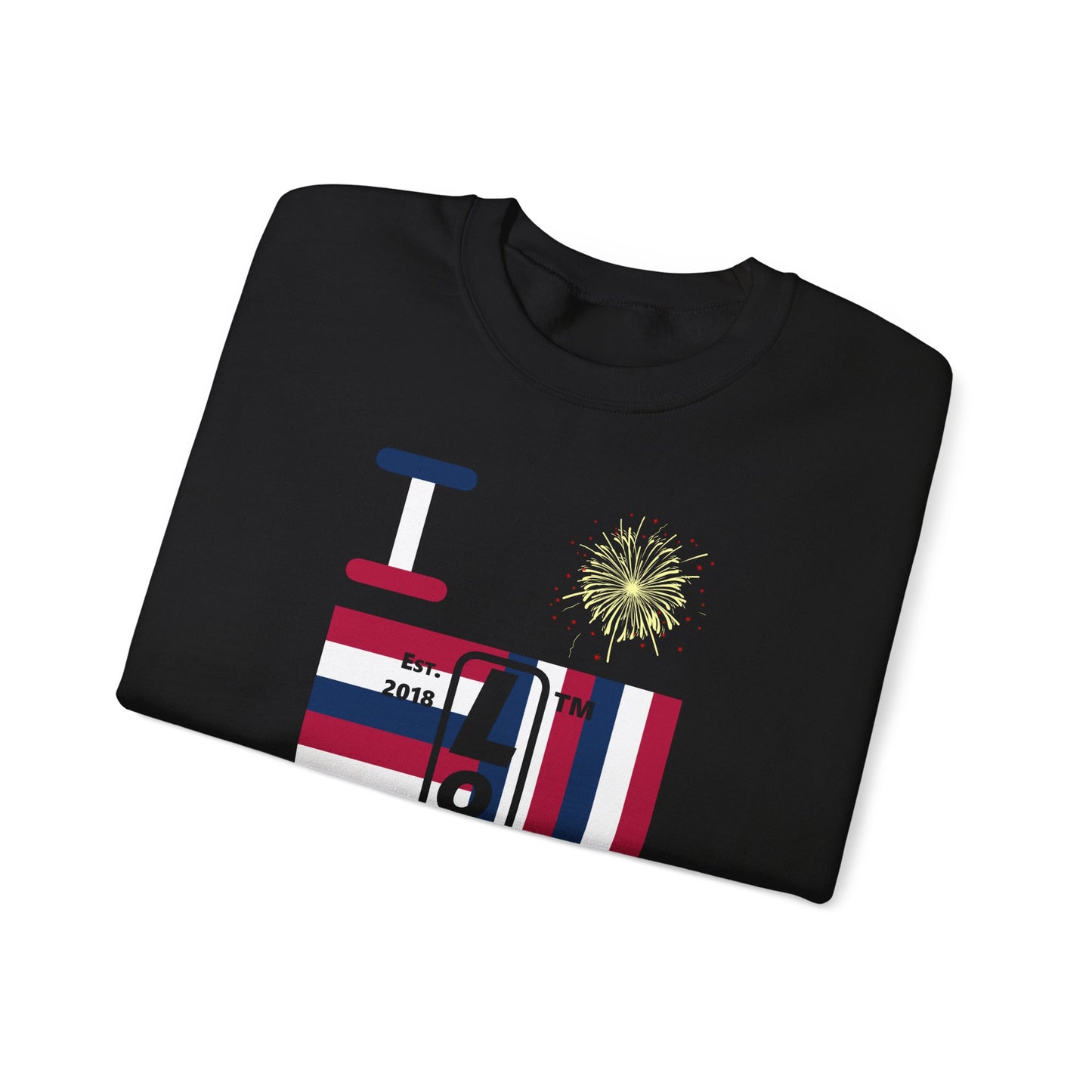 I Burst LongD negative windmill Chicago upright front-back logo crewneck sweatshirt