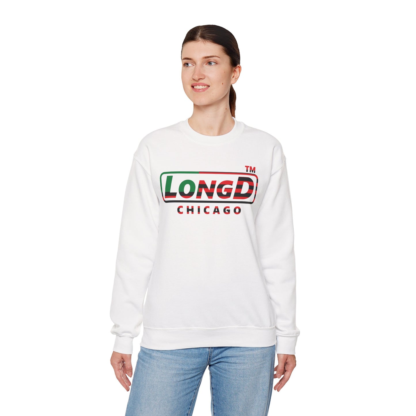LongD positive flag Chicago logo crewneck sweatshirt (Juneteenth colors)
