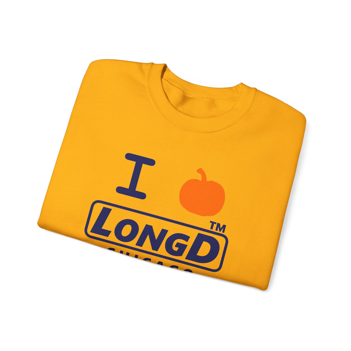 I pumpkin LongD Chicago positive basic Navy (002060) front-back logo crewneck sweatshirt