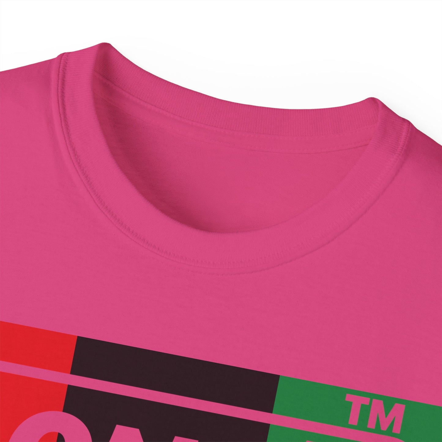 LongD negative vertical 3-striped Chicago logo cotton tee (Juneteenth colors)