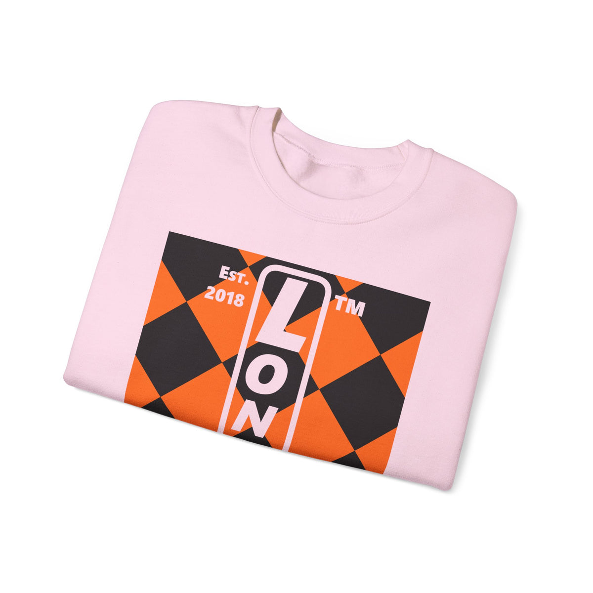 LongD Hyde Park negative upright argyle logo (Halloween colors) crewneck sweatshirt