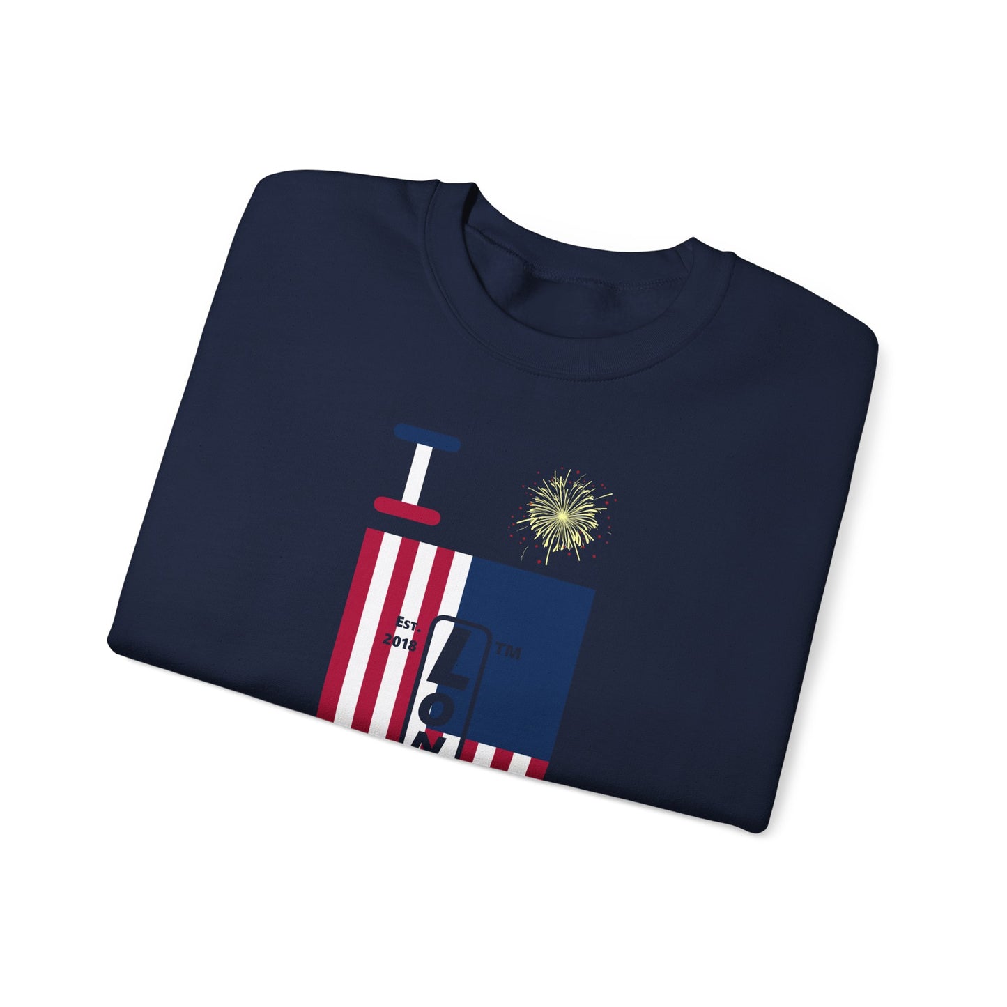I Burst LongD negative flag tag-domain upright logo crewneck sweatshirt