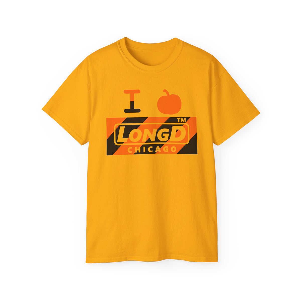 I pumpkin LongD Chicago negative diagonal 6-striped logo cotton tee