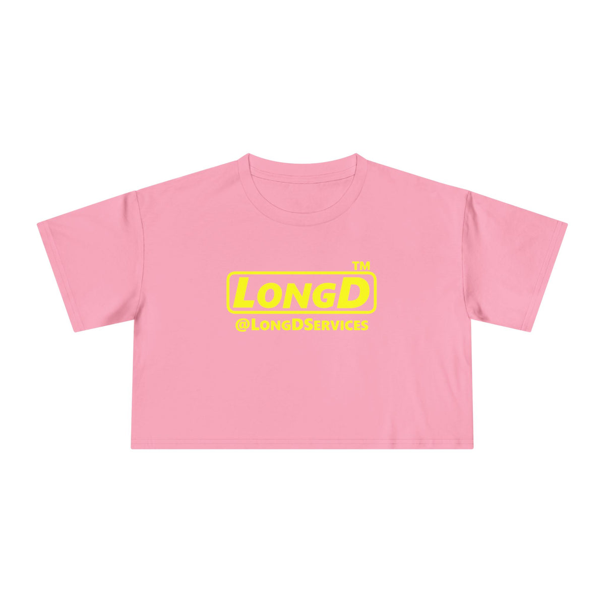 LongD Tag positive alternate basic Yellow (FFFF00) logo crop tee