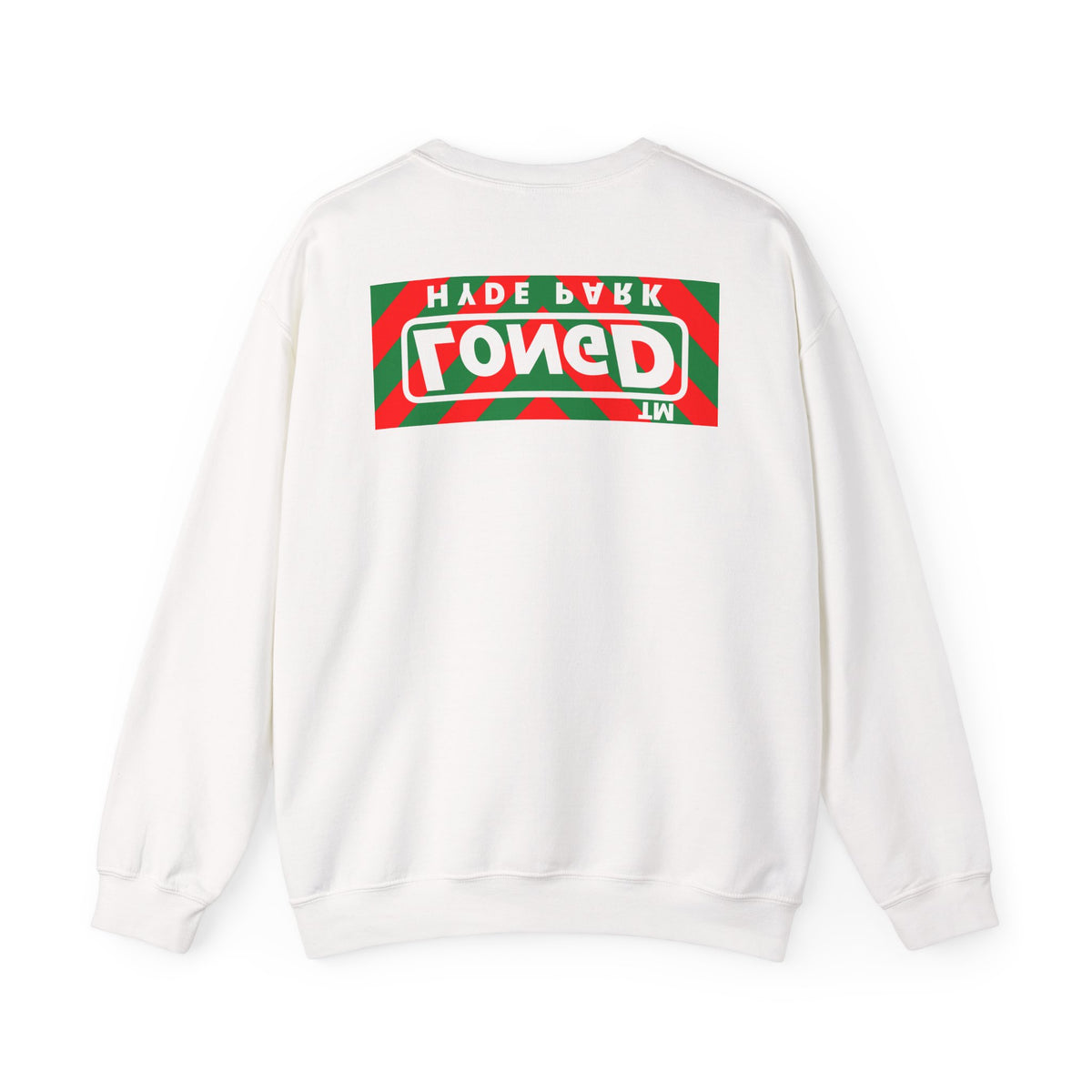 LongD Hyde Park negative downward chevron front-back logo (Xmas colors) crewneck sweatshirt