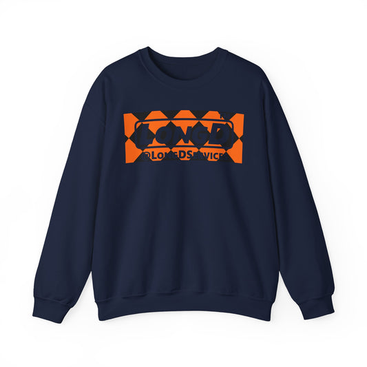 LongD Tag negative argyle logo (Halloween colors) crewneck sweatshirt