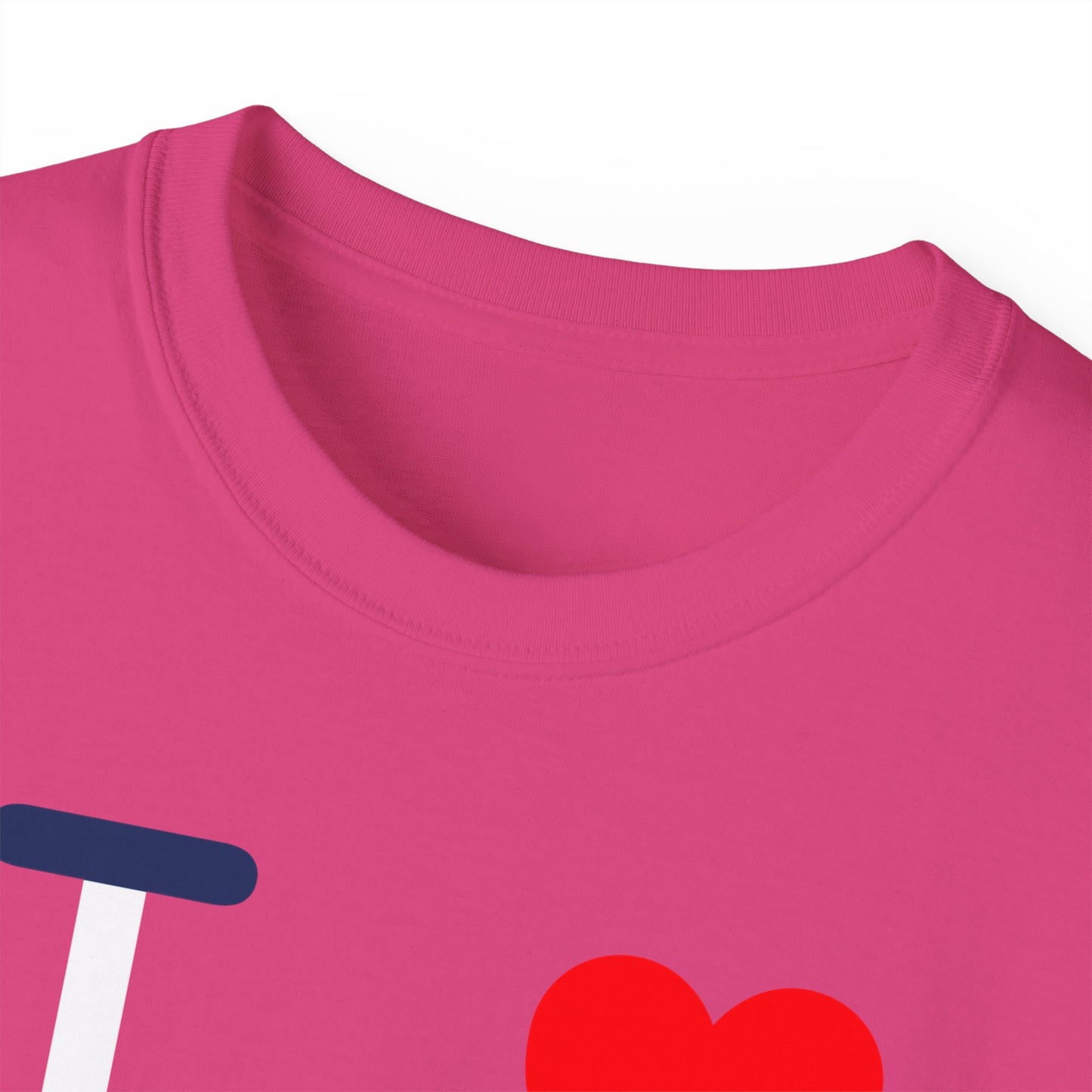 I Luv LongD® Logo Cotton Tee Red, White and Blue negative flag text