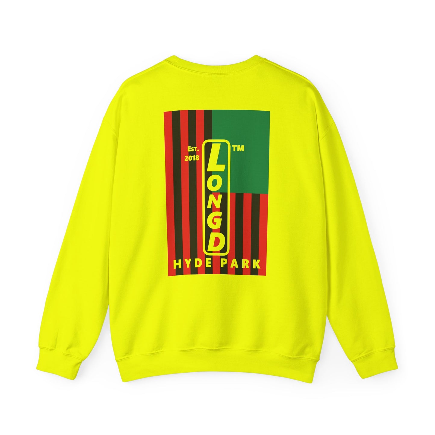 LongD negative cropped flag single-breasted front-back Hyde Park upright logo crewneck sweatshirt (Juneteenth colors)