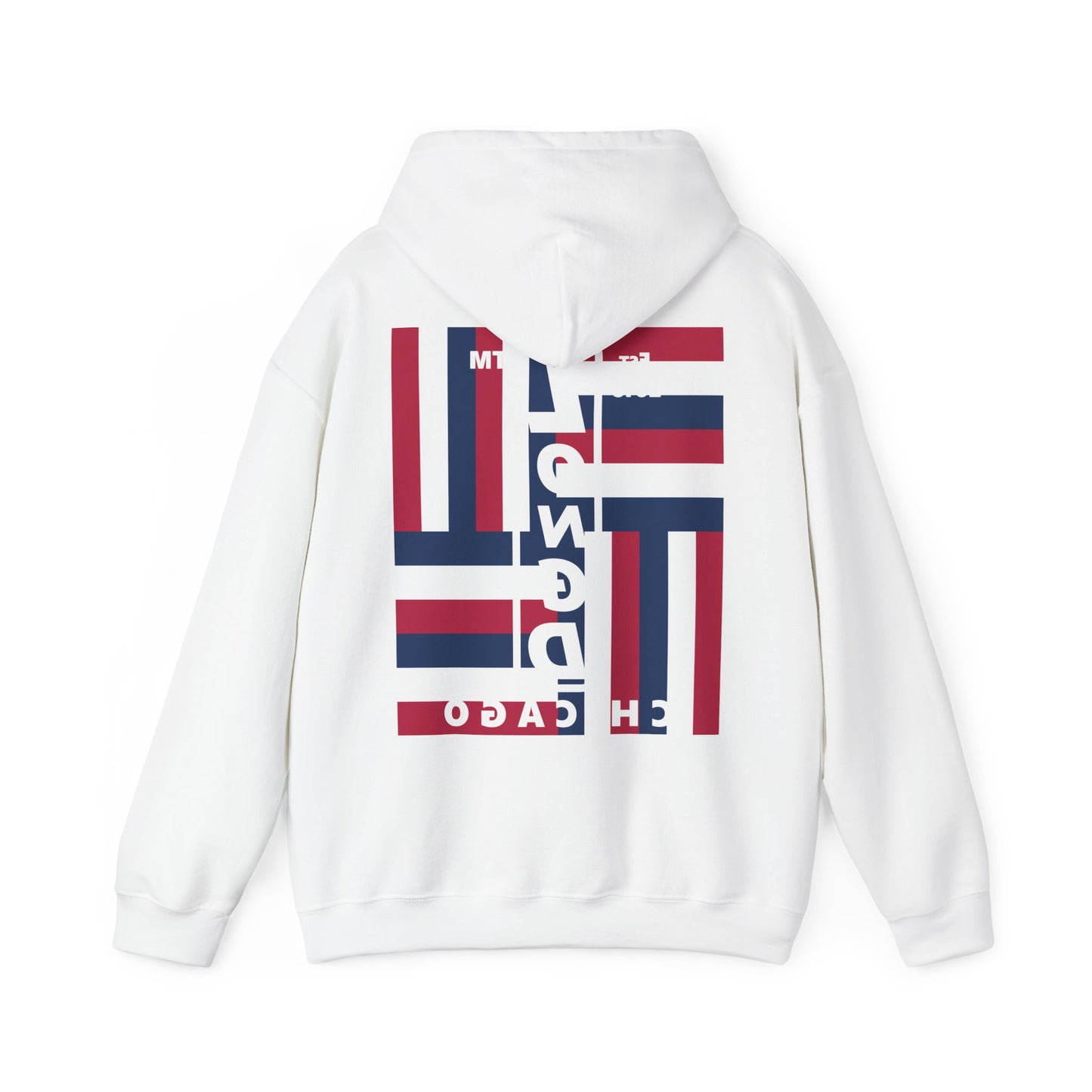 LongD single-breasted negative windmill front-back Chicago upright logo hoodie (Patriotic colors)