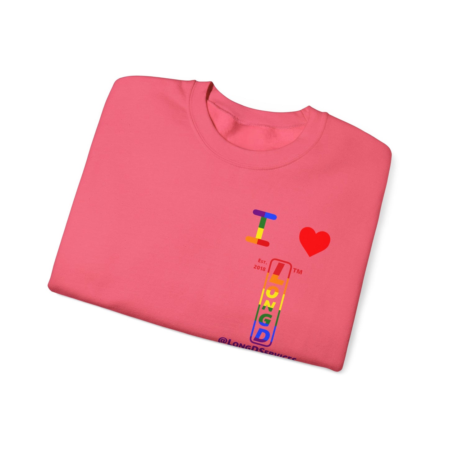 I Luv LongD positive horizontal 6-striped tag upright 4-print single-breasted logo crewneck sweatshirt