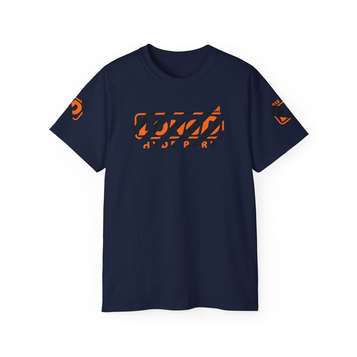 LongD Hyde Park positive 12-striped 4-print logo (Halloween colors) cotton tee