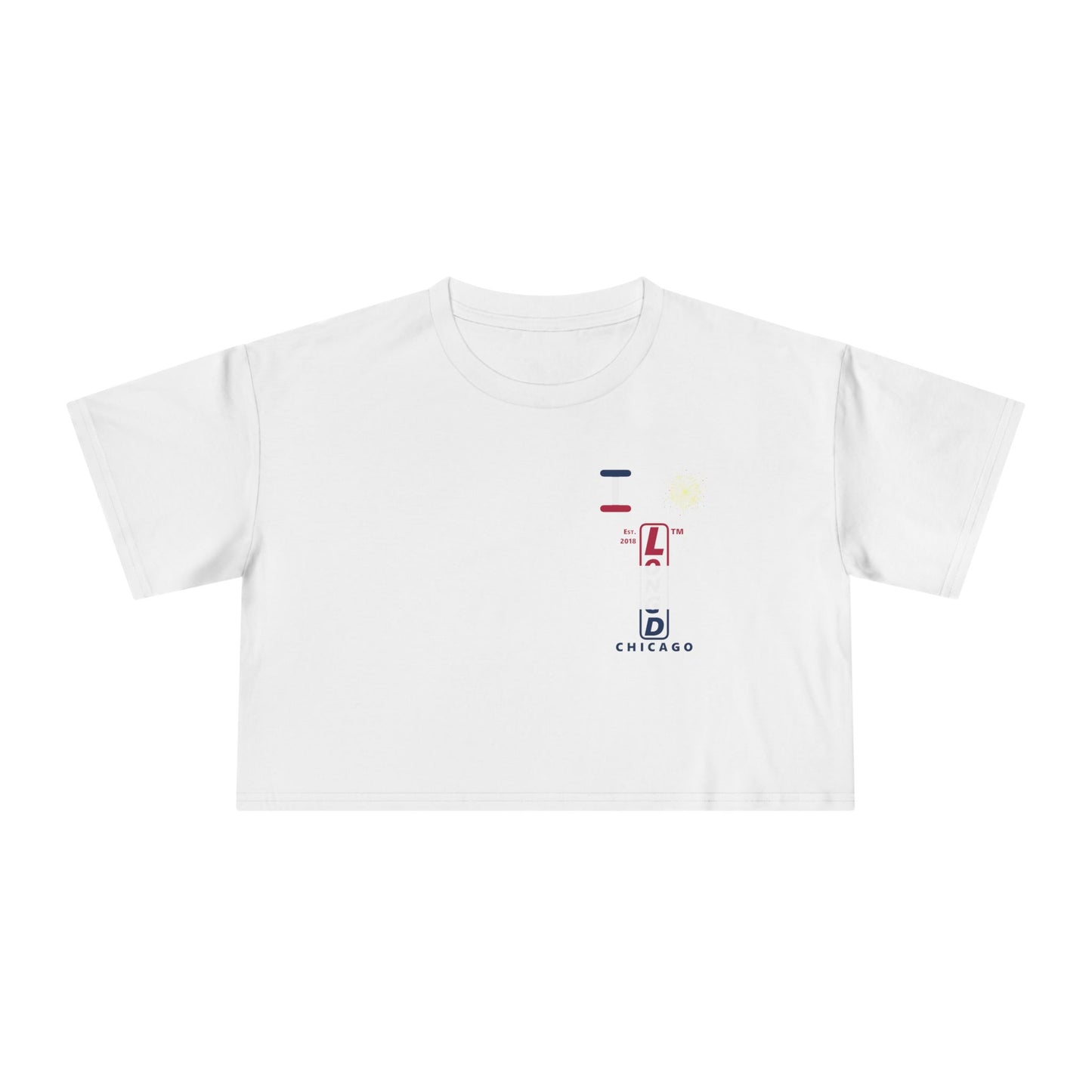 I burst LongD positive horizontal 3-striped upright single-breasted Chicago logo crop tee