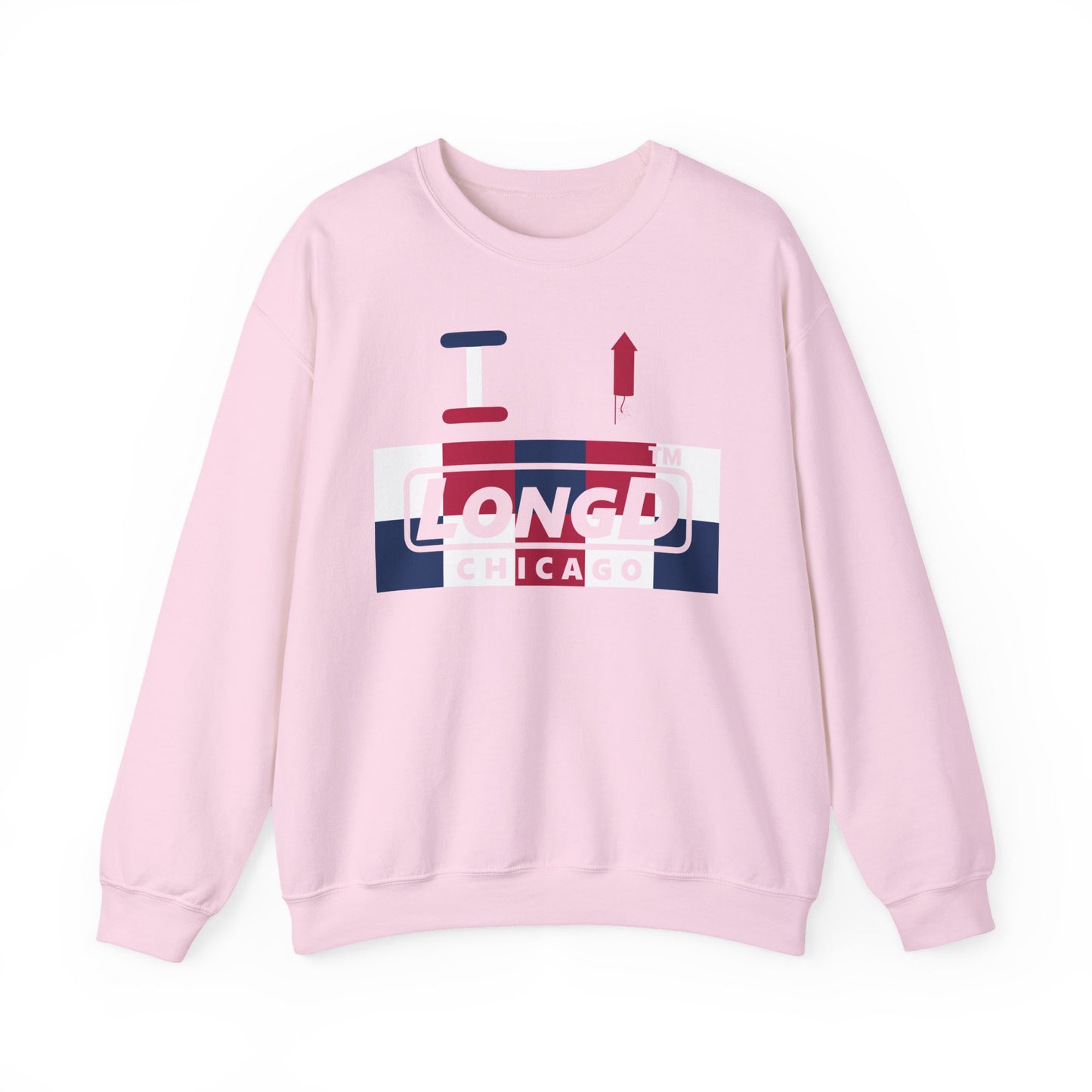 I firecracker LongD negative 2x5 Chicago logo crewneck sweatshirt