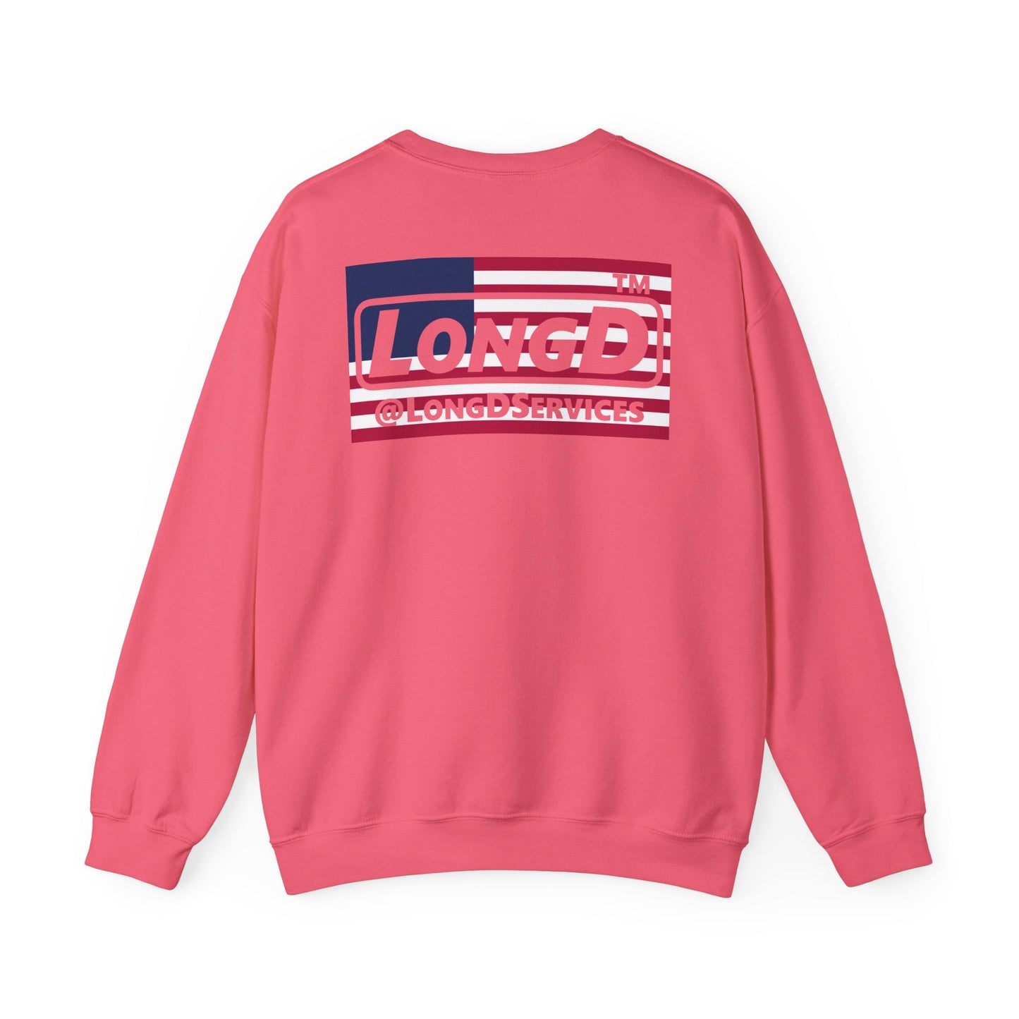 LongD negative flag front-back Hyde Park logo crewneck sweatshirt (patriotic colors)