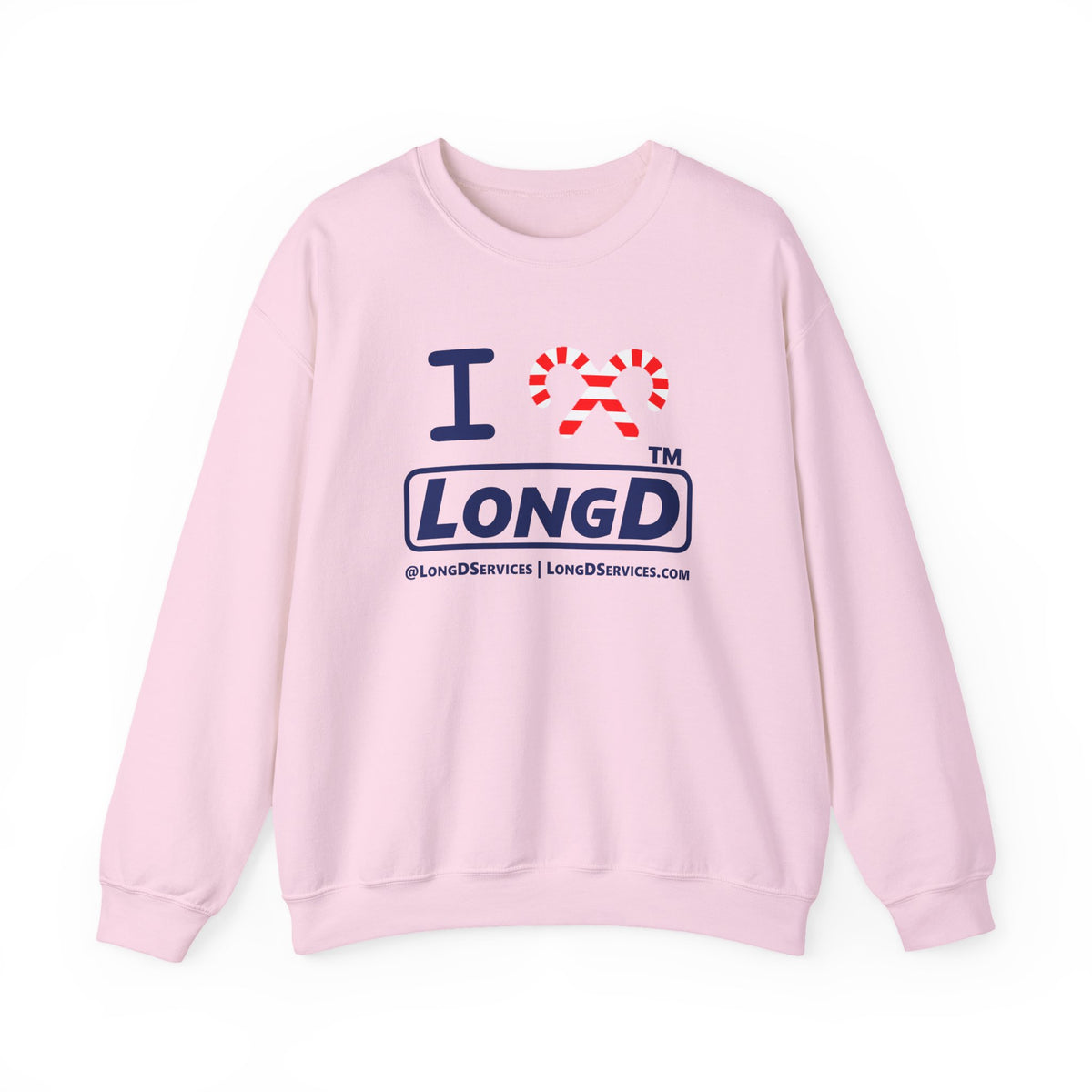 I candy cane LongD Tag-domain positive official basic navy front-back logo crewneck sweatshirt
