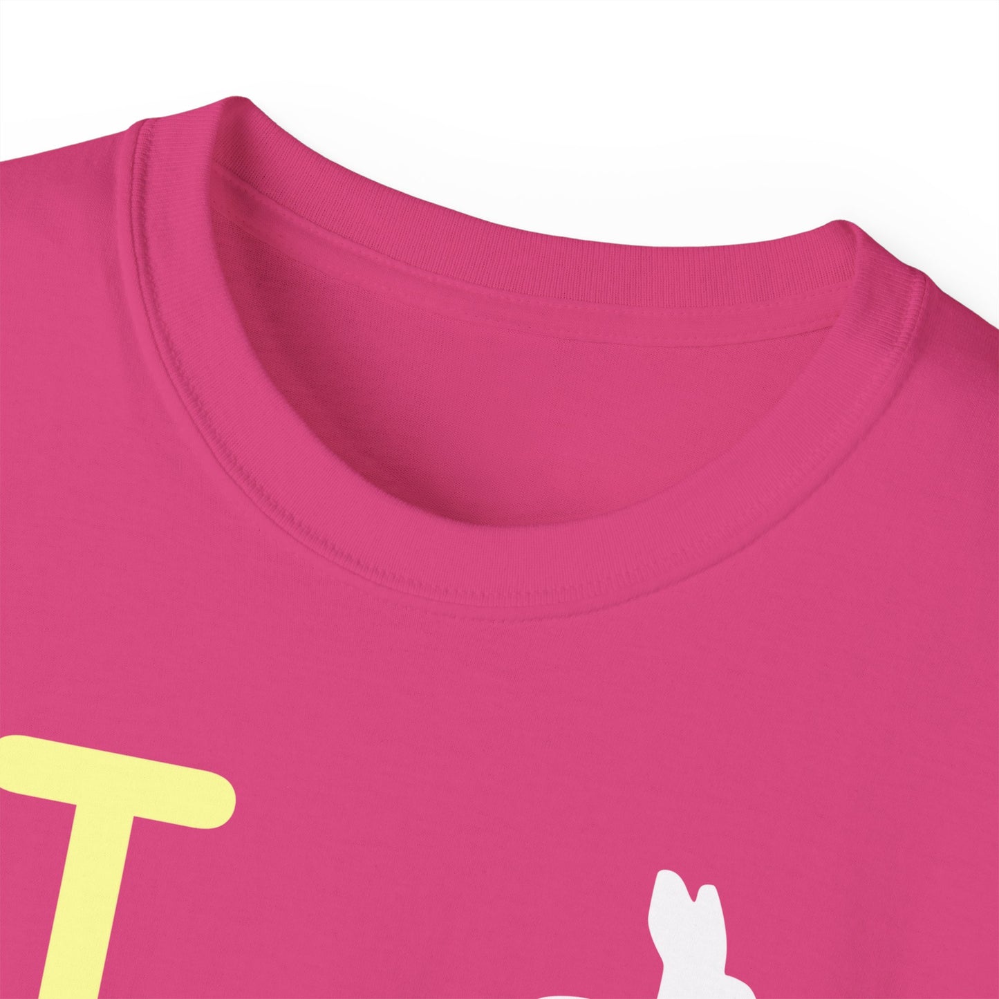 I Bunny LongD® Logo Cotton Tee Easter pastel yellow negative text (white Easter Bunny)
